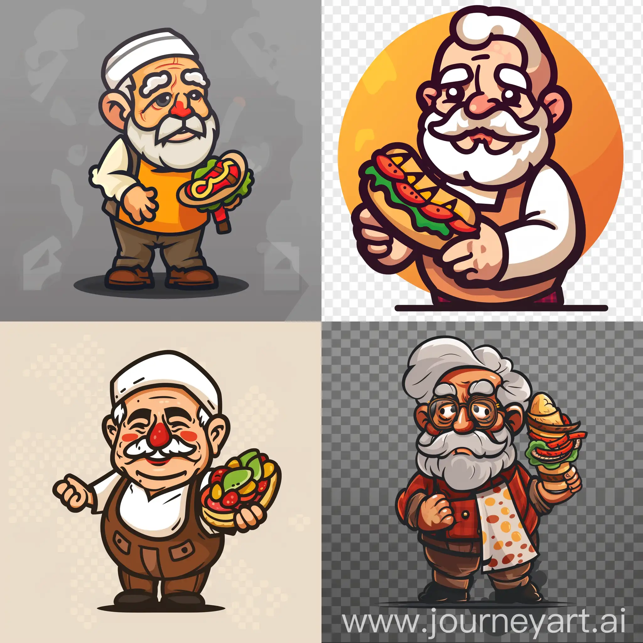 Georgian-Elder-Enjoying-Kabob-on-White-Background