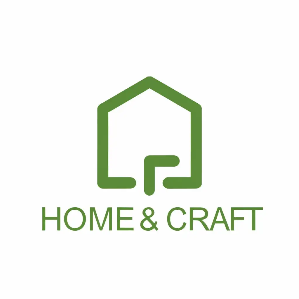 a logo design,with the text "Home&Craft", main symbol:Simple house logo with green color,Minimalistic,be used in Home Family industry,clear background
