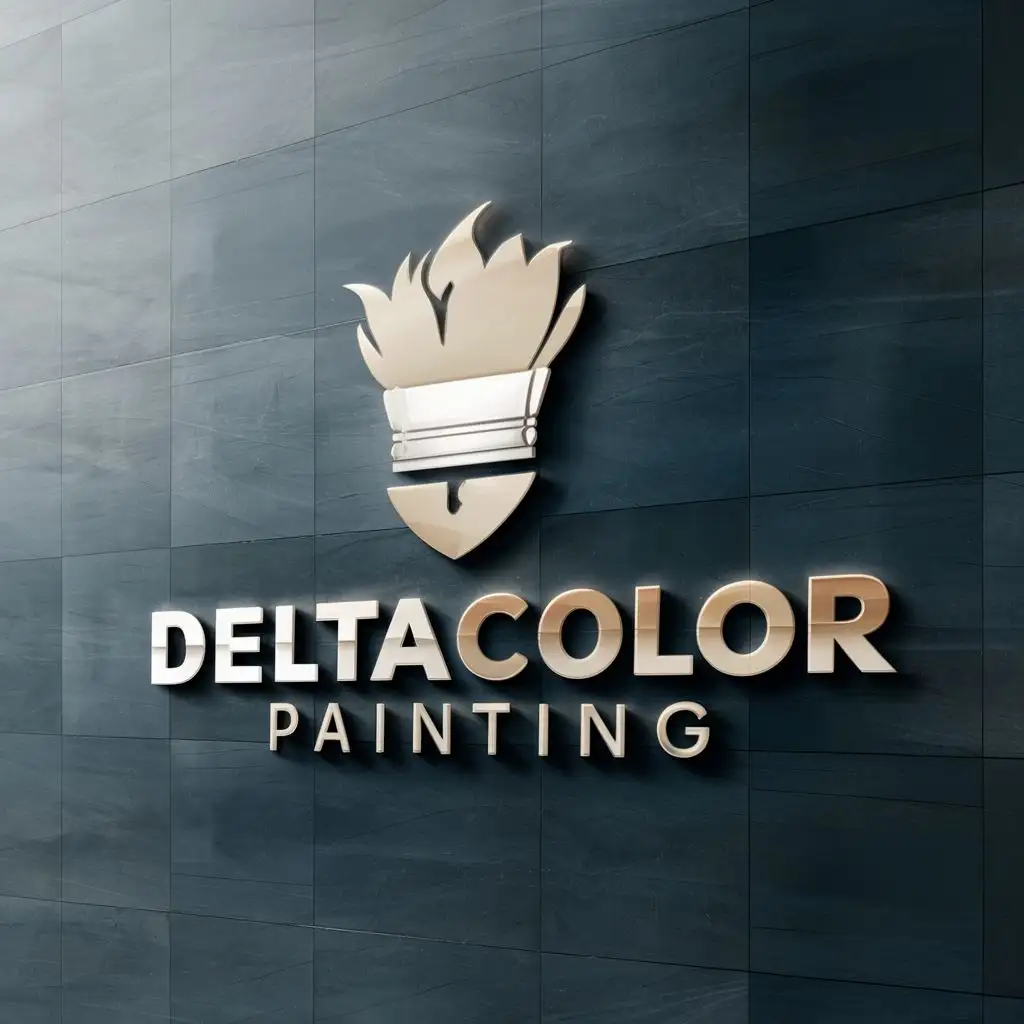 logo, Paintbrush, with the text "DeltaColorPainting", typography, be used in Construction industry