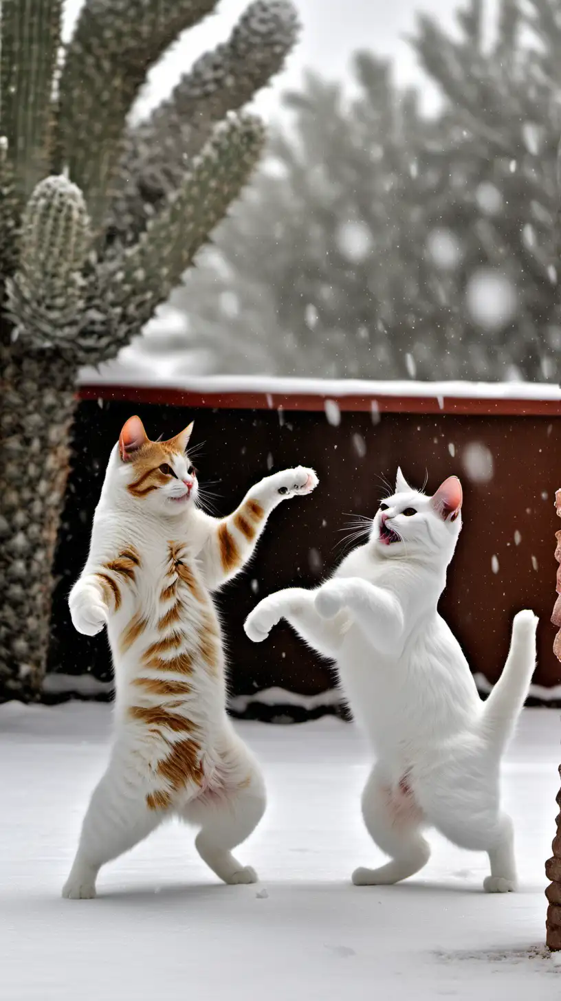 Cats Dancing in a Snowstorm in Arizona