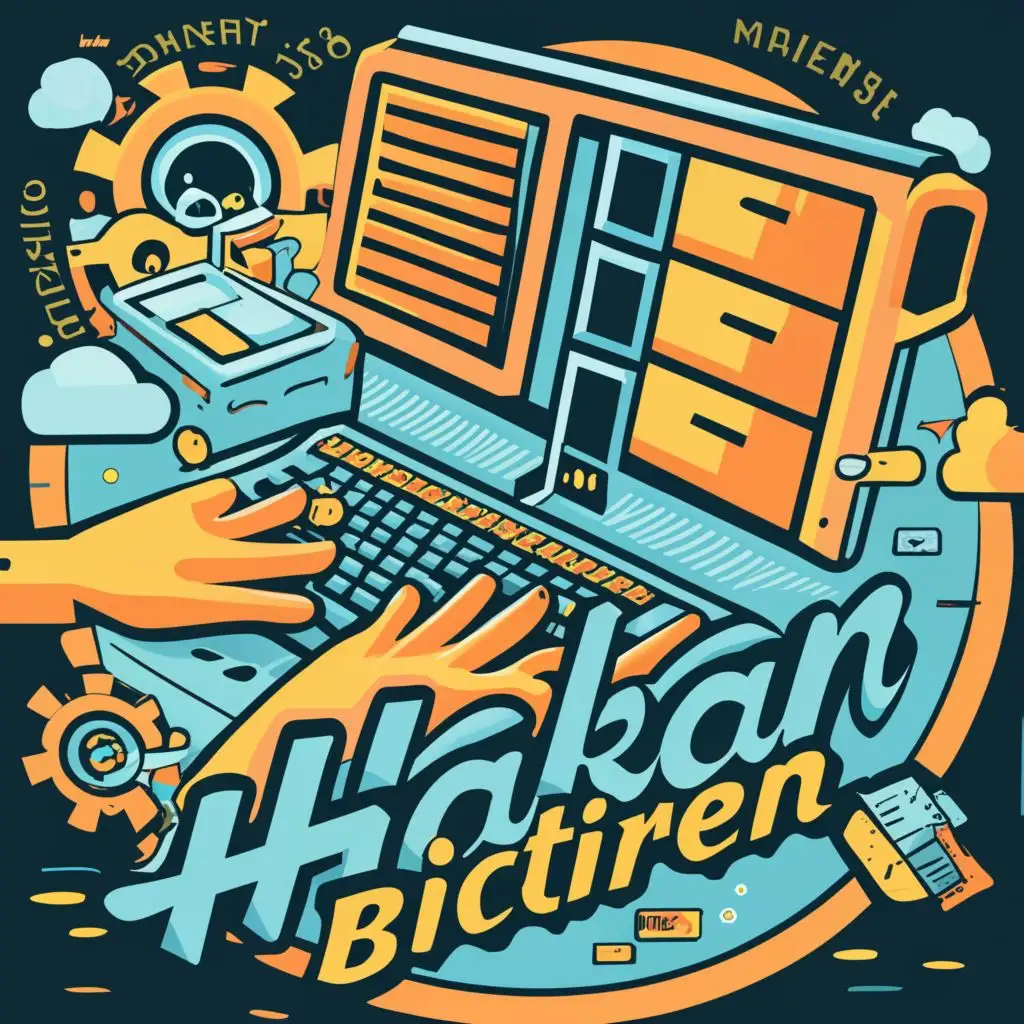 logo, computer, with the text "Hakan Bictiren", typography, be used in Technology industry