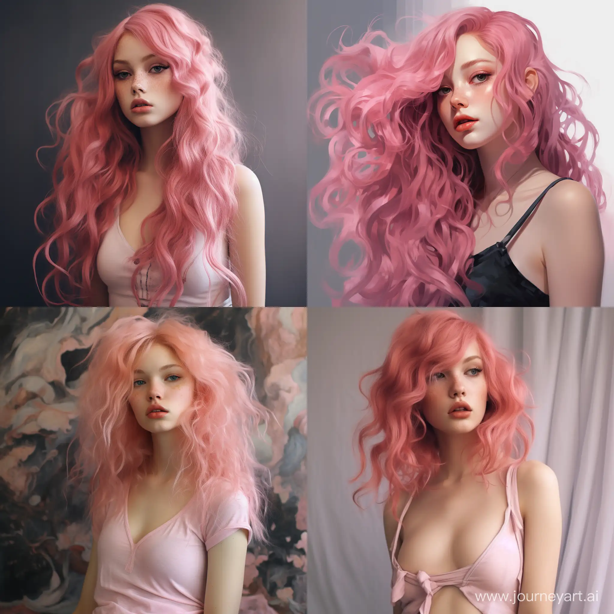 一个粉色头发的女生