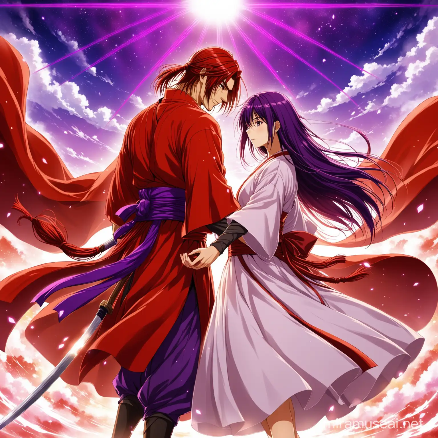 Rurouni Kenshin Power Couple Changing the World in Red and Purple