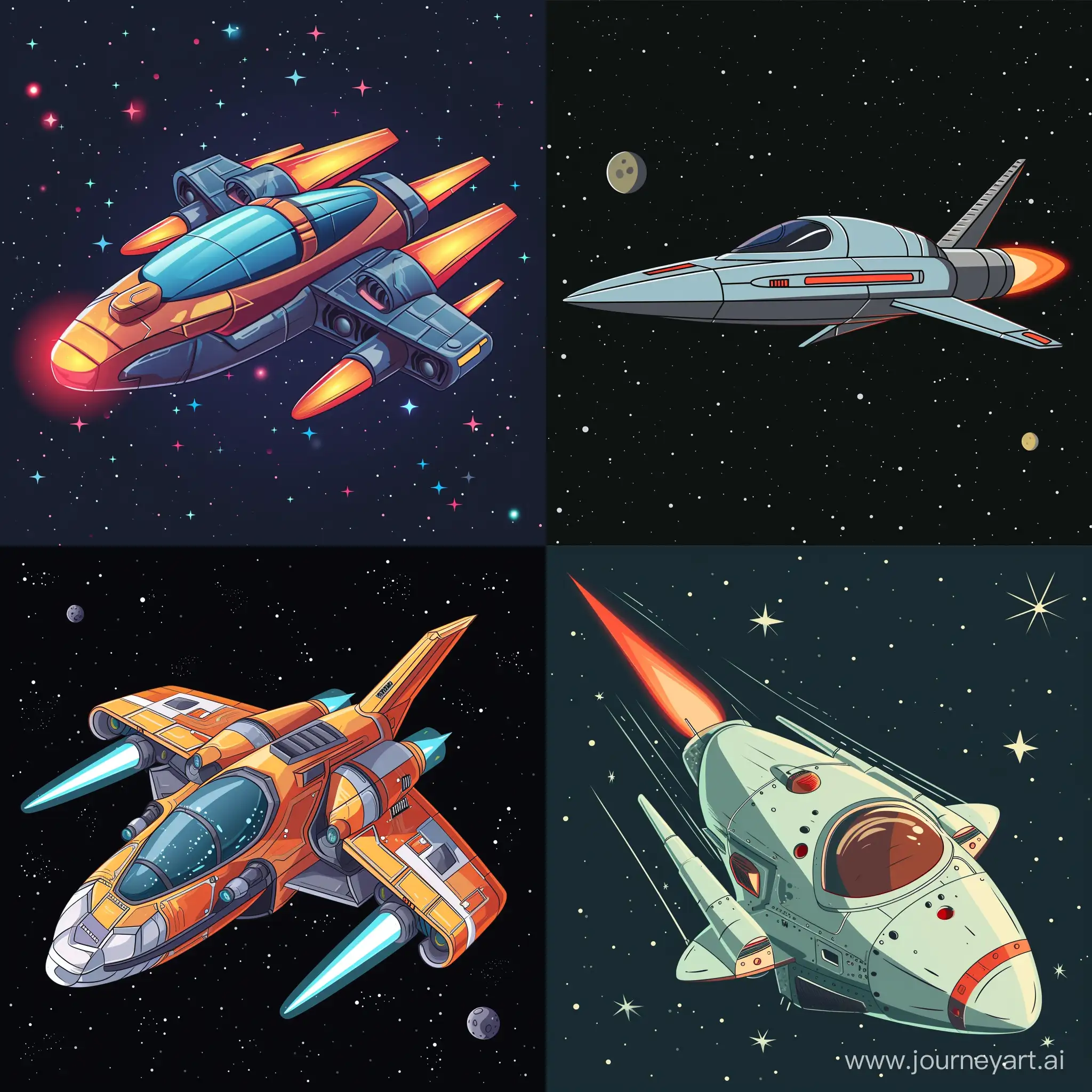 cartoon spaceship, in vector style