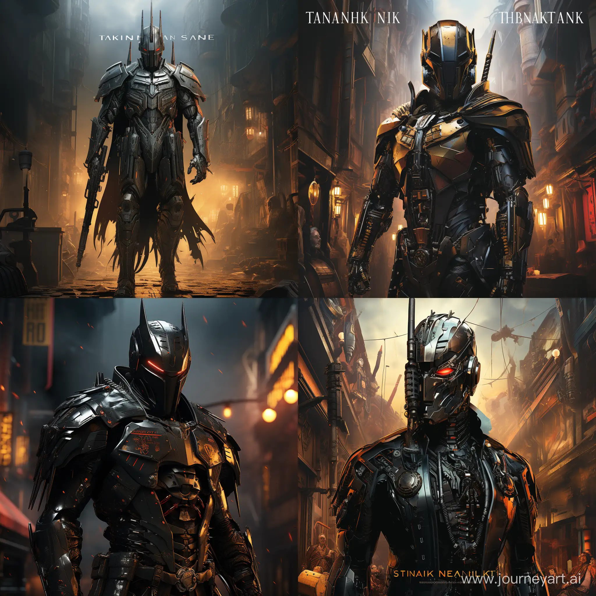 Cyberpunk-Black-Knight-Stands-Tall-in-Futuristic-Setting