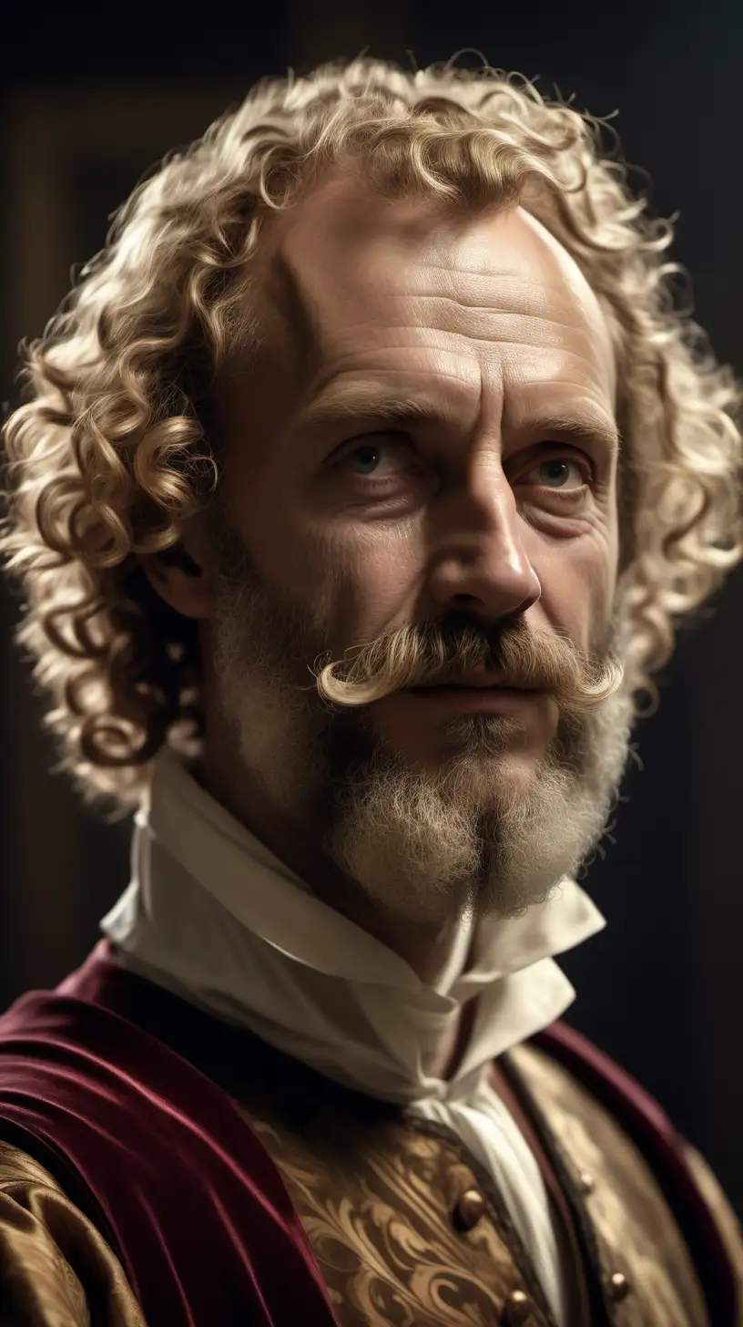 16th Century Nobleman with Curly Blond Hair in UltraRealistic Cinematic Lighting