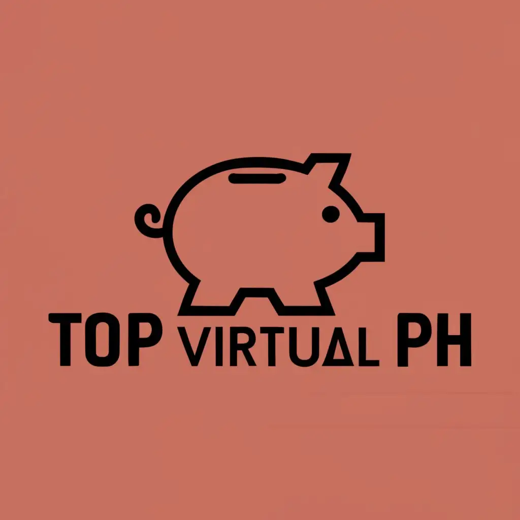 logo, Piggy bank, with the text "Top Virtual Ph", typography, be used in Technology industry