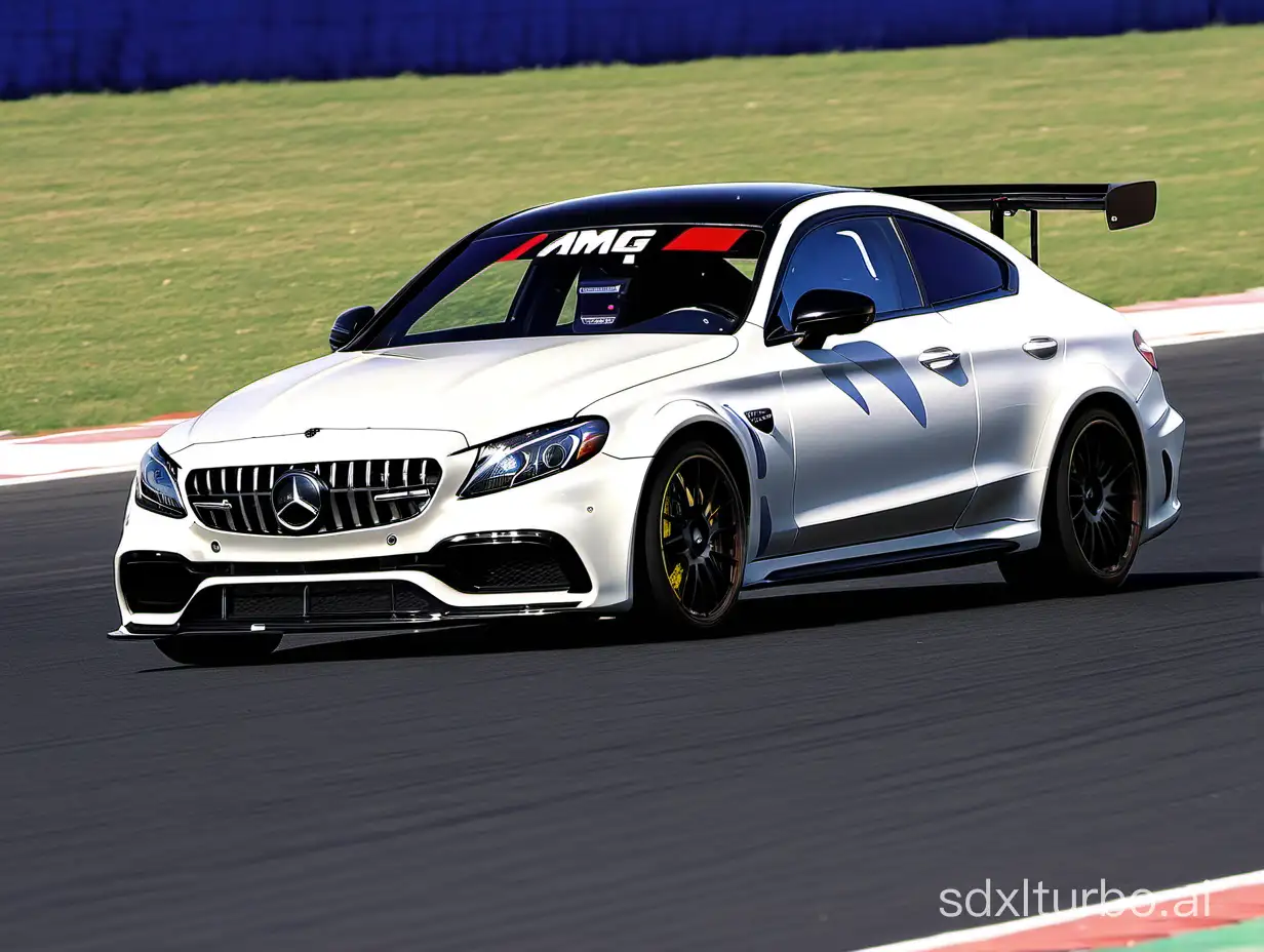AMG c63 races on the track