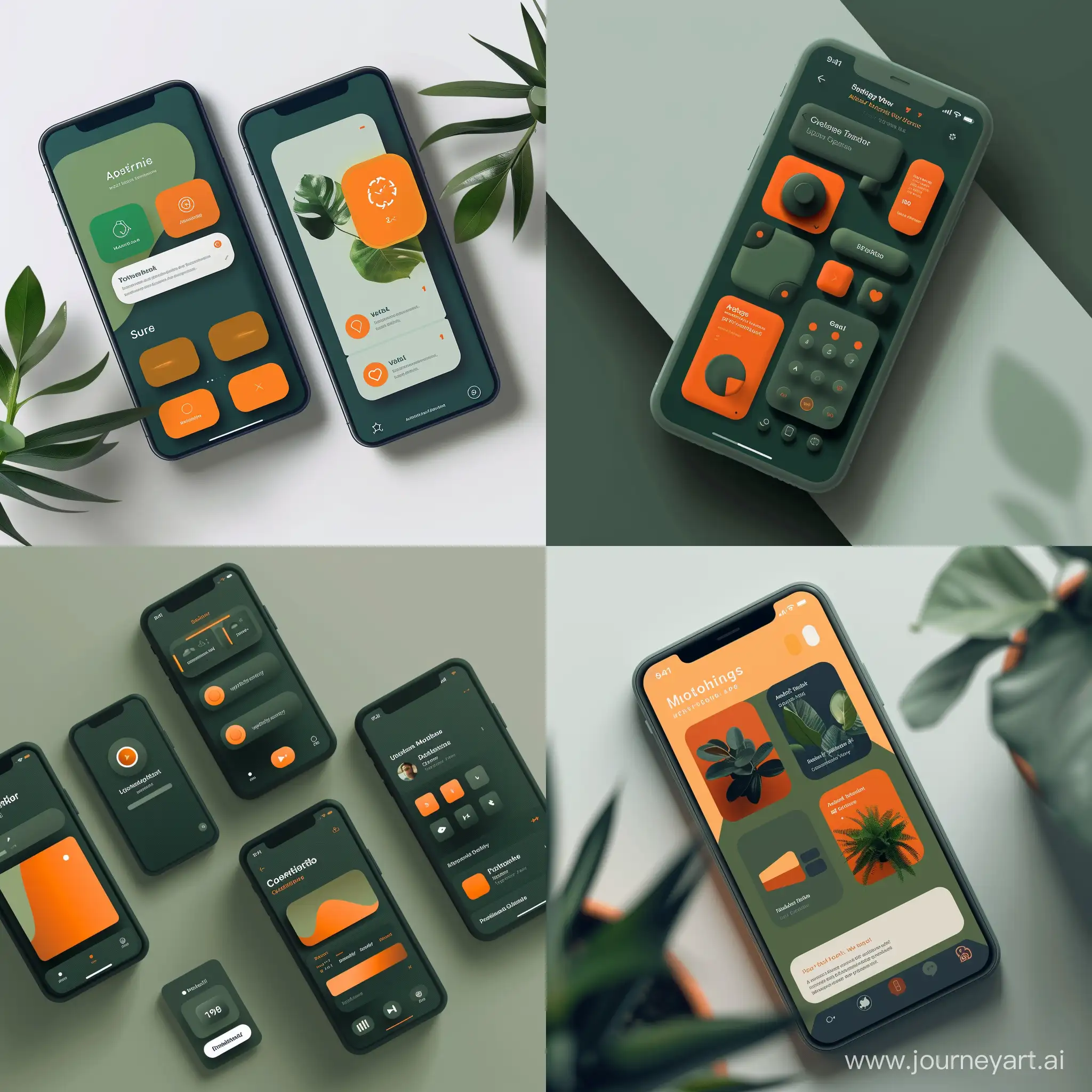Motivation-App-Interface-with-Matte-Green-and-Orange-Colors