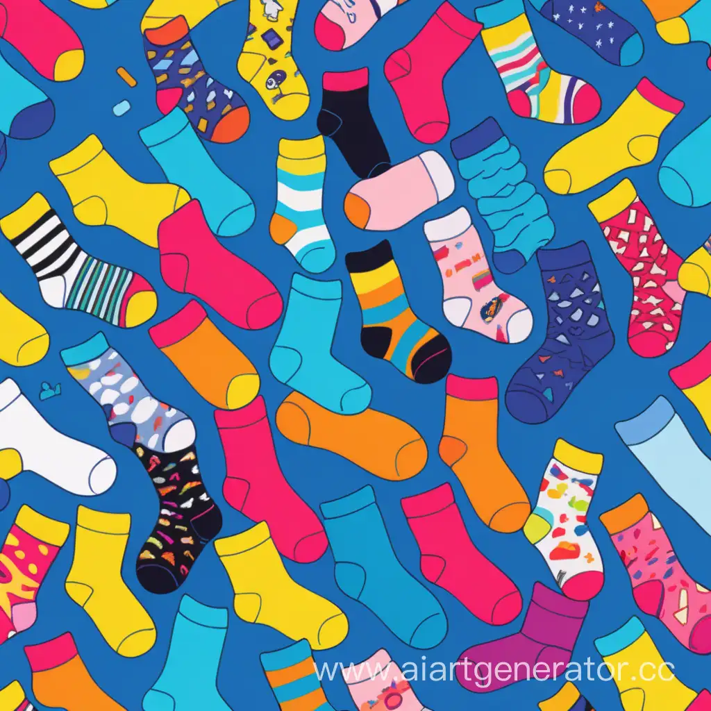 Vibrant-Cartoon-Chaos-Whimsical-Scattered-Multicolored-Socks