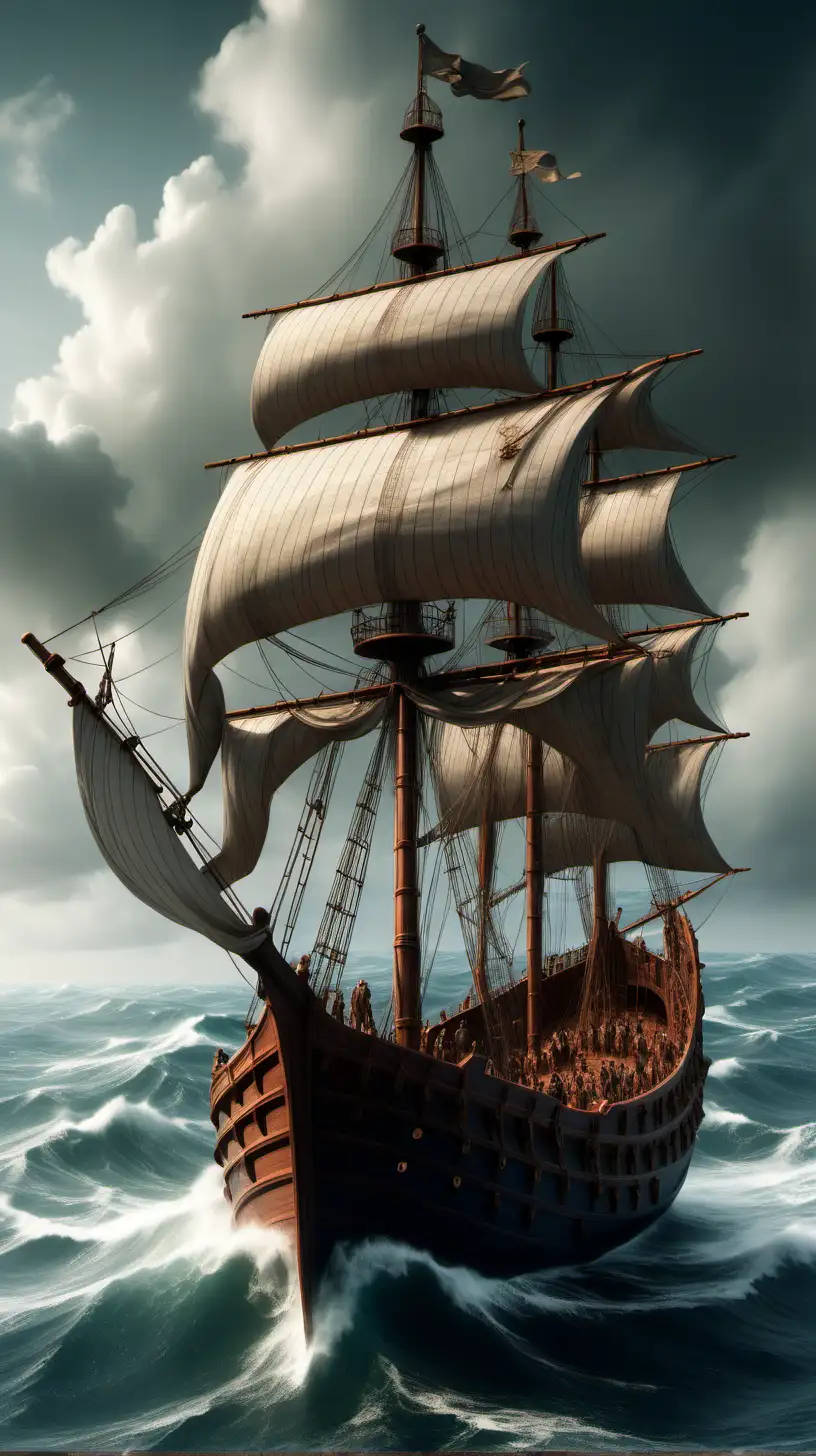 Historical Exploration Sailing the Atlantic in 1490