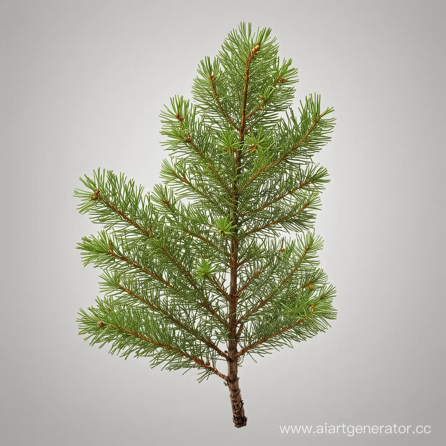 Large-Fir-Branch-on-White-Background-Vibrant-Evergreen-Foliage-Against-Clean-Canvas