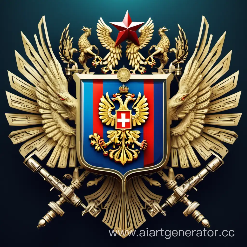 The coat of arms of Russia in a futuristic style