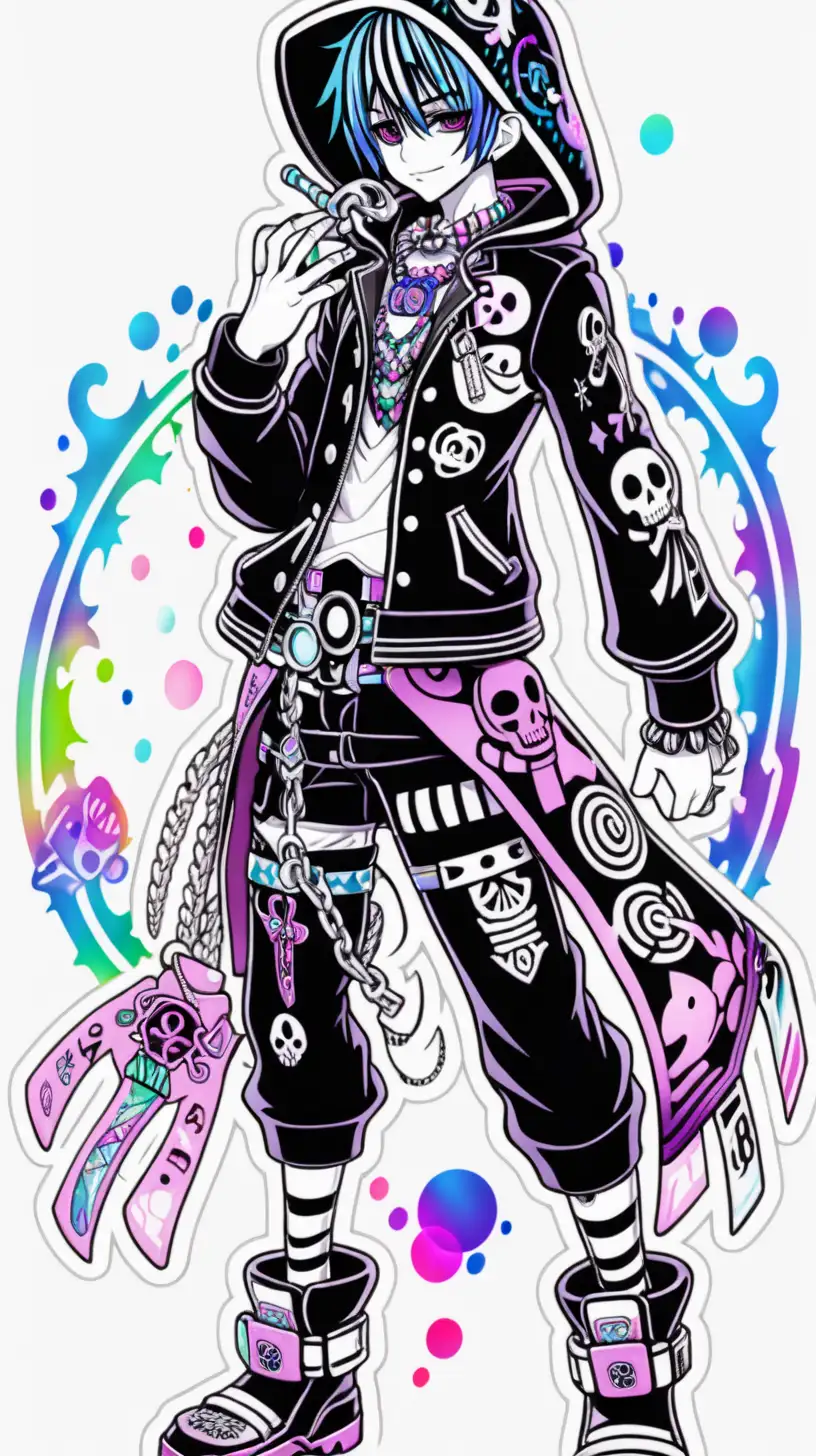 Anime Boy Reaper with Elaborate Decorations in Full Body