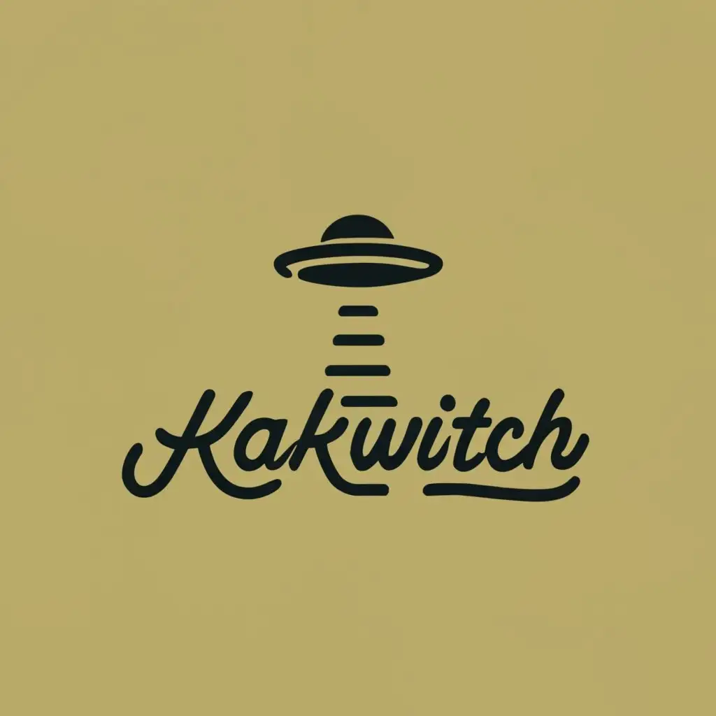 logo, Black and White UFO, with the text "Kakwitch", typography