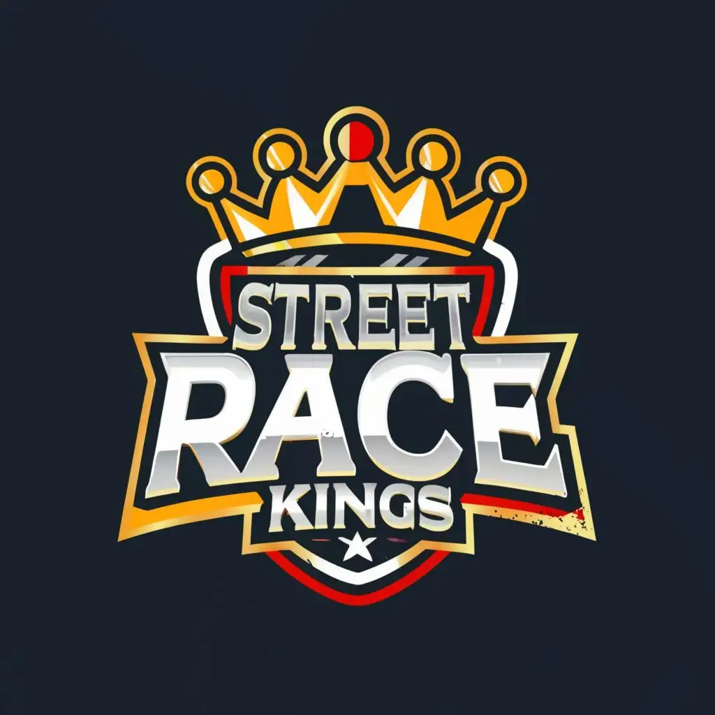 logo, Crown, with the text "Street Race Kings", typography, be used in Entertainment industry
