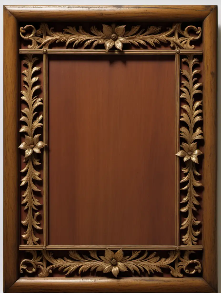 front aligned view of a very small, delicately detailed border framing a wooden panel