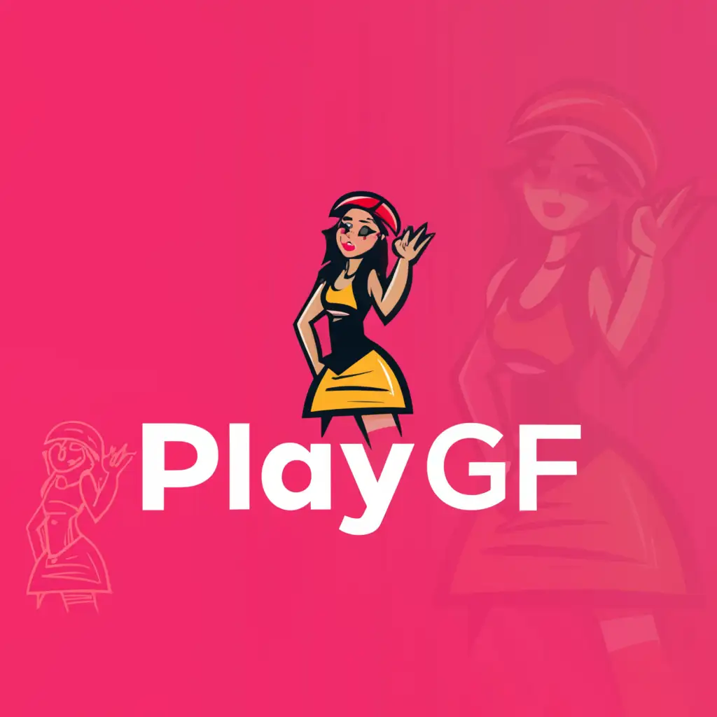 LOGO-Design-For-PlayGF-Elegant-Text-with-Super-Short-Skirt-Cam-Girl-Symbol-on-a-Clear-Background