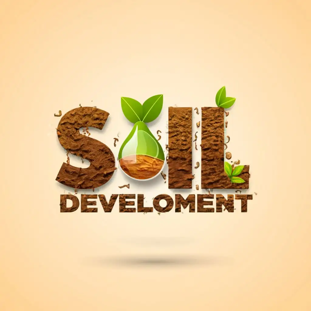 logo, 3d design with chemical, with the text "Soil development", typography