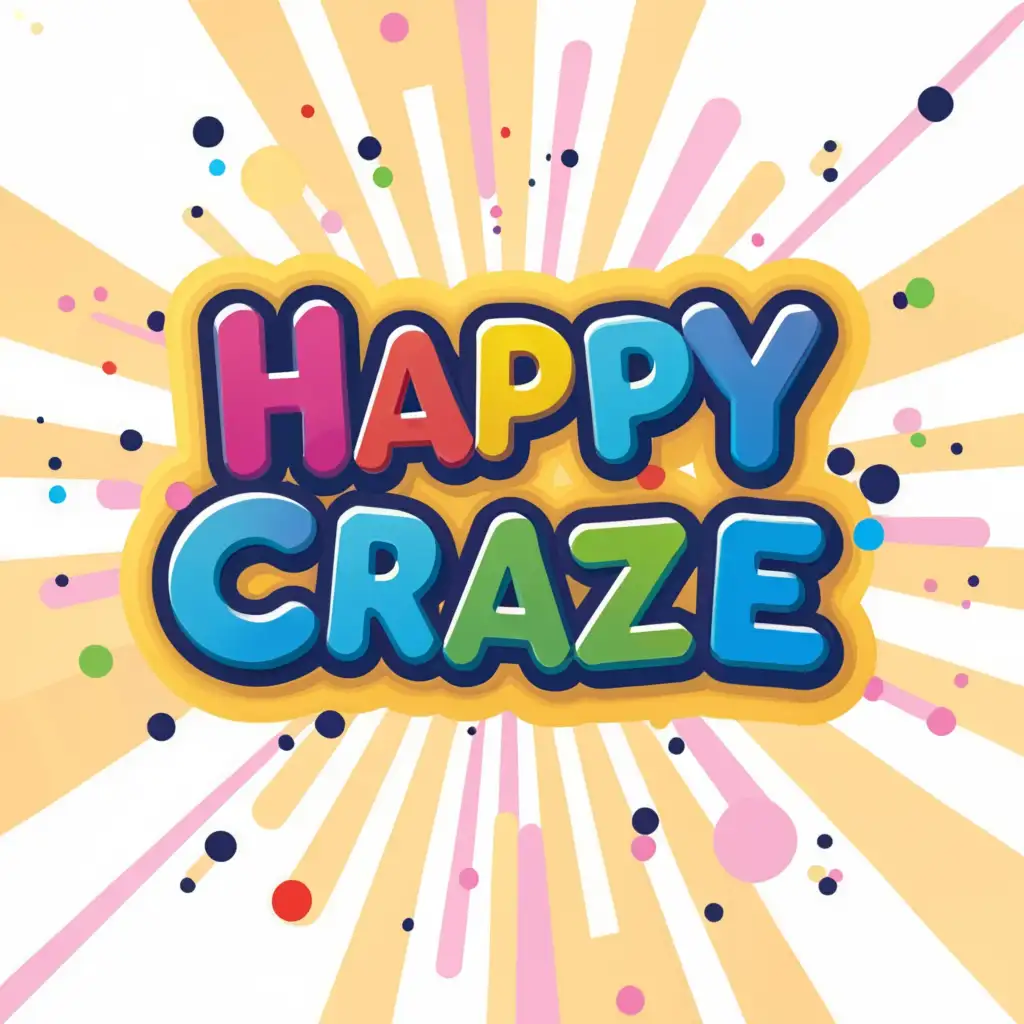 a logo design,with the text "Happy Craze", main symbol:Cartoon, children's, bright, nostalgic,Moderate,be used in Nonprofit industry,clear background