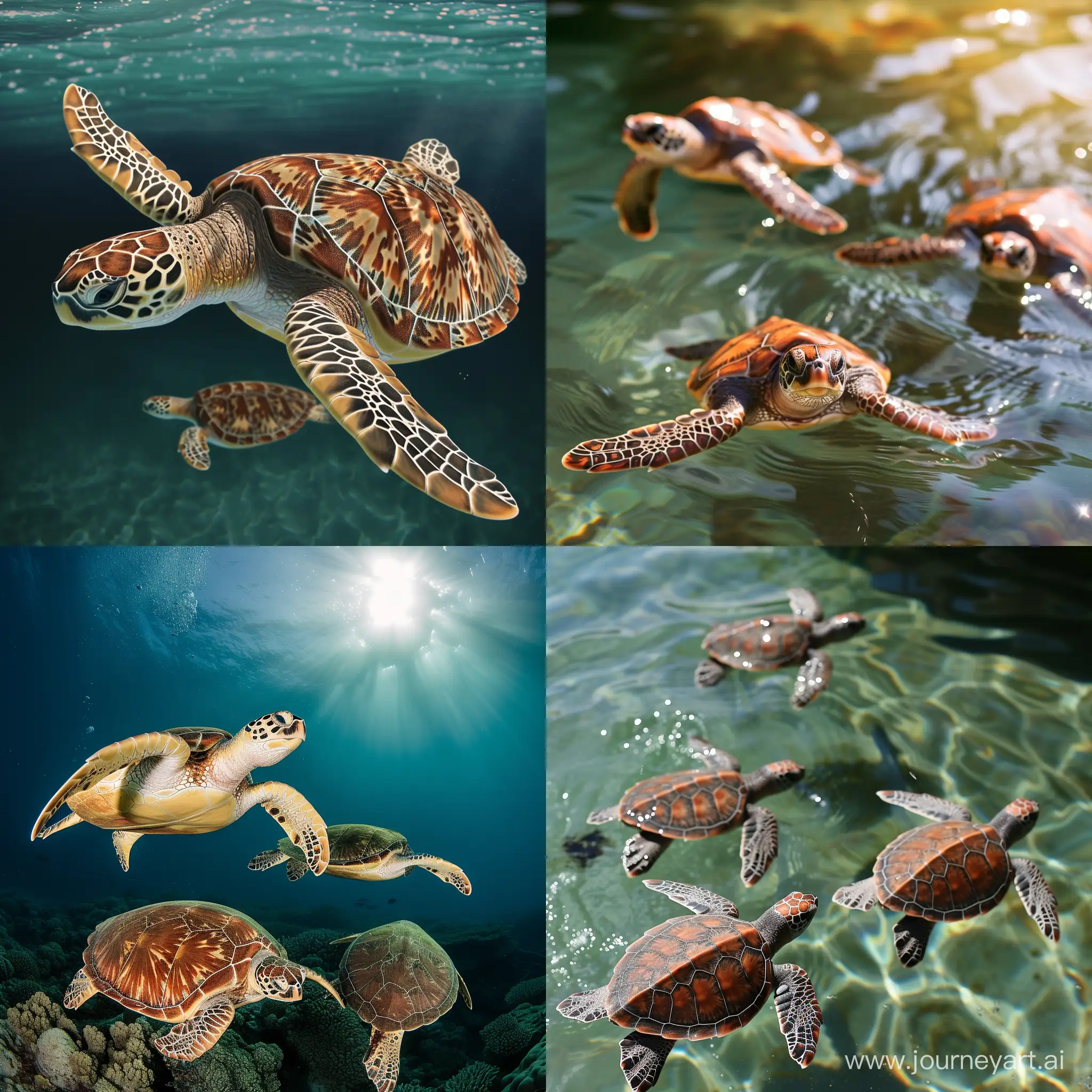 Graceful-Sea-Turtles-Swimming-Together
