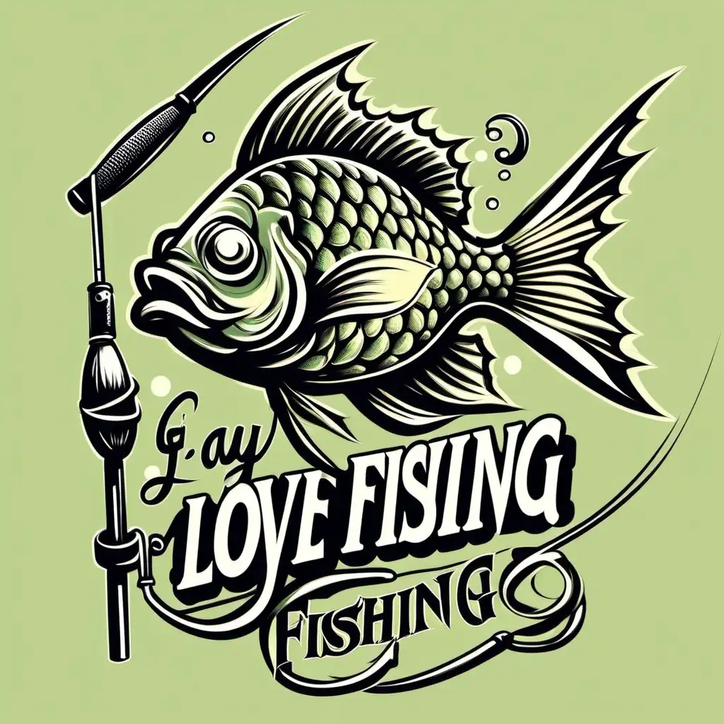 Fishing Rod and Fish Tshirt Design Express Your Passion with I Love Fishing