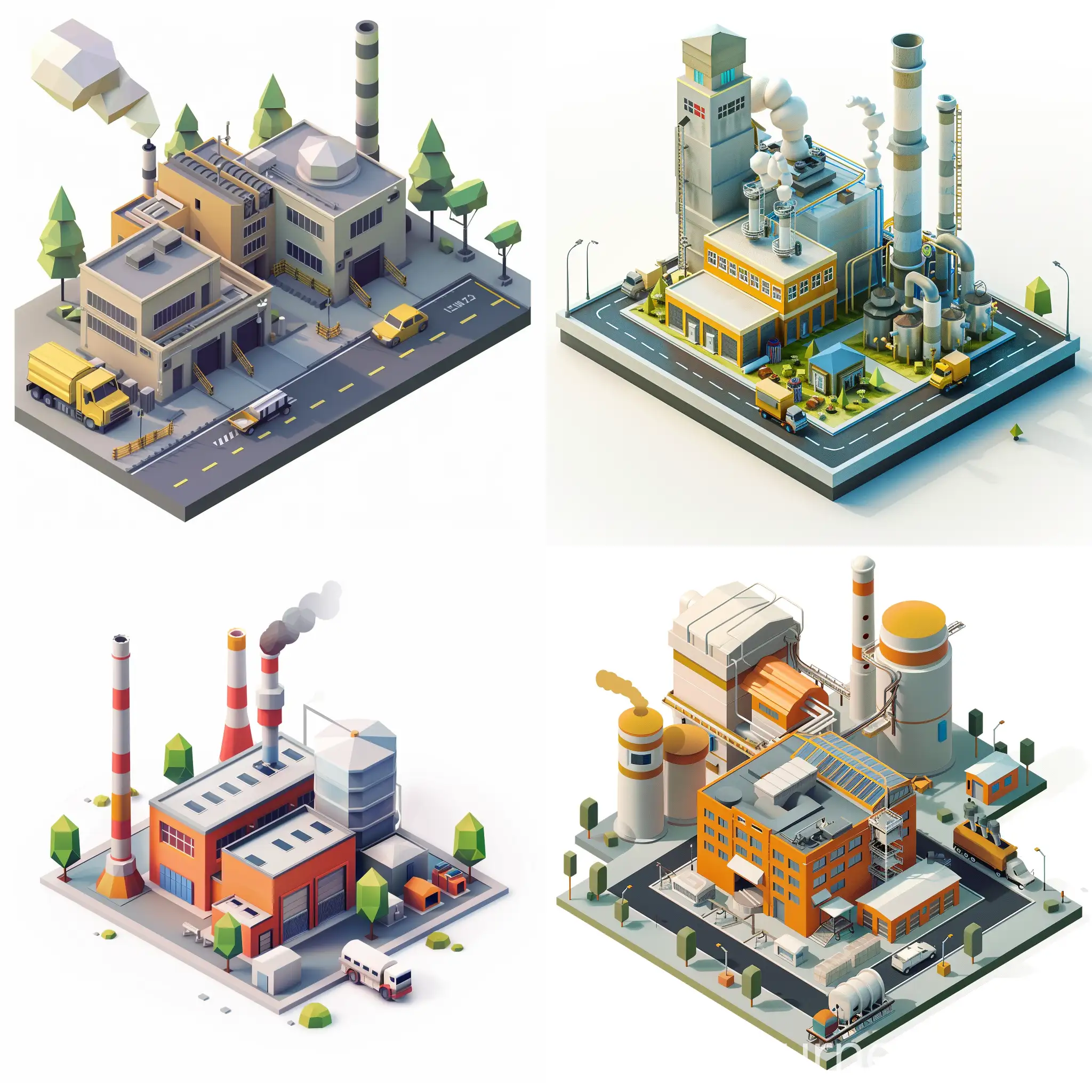 Isometric-Tiny-Factory-on-White-Background