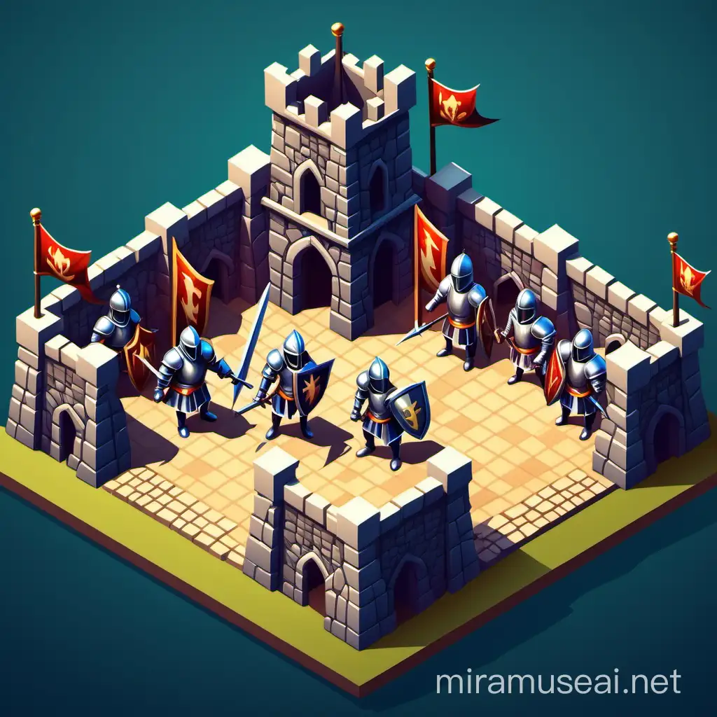 Isometric Knights Arena Battle Game Art