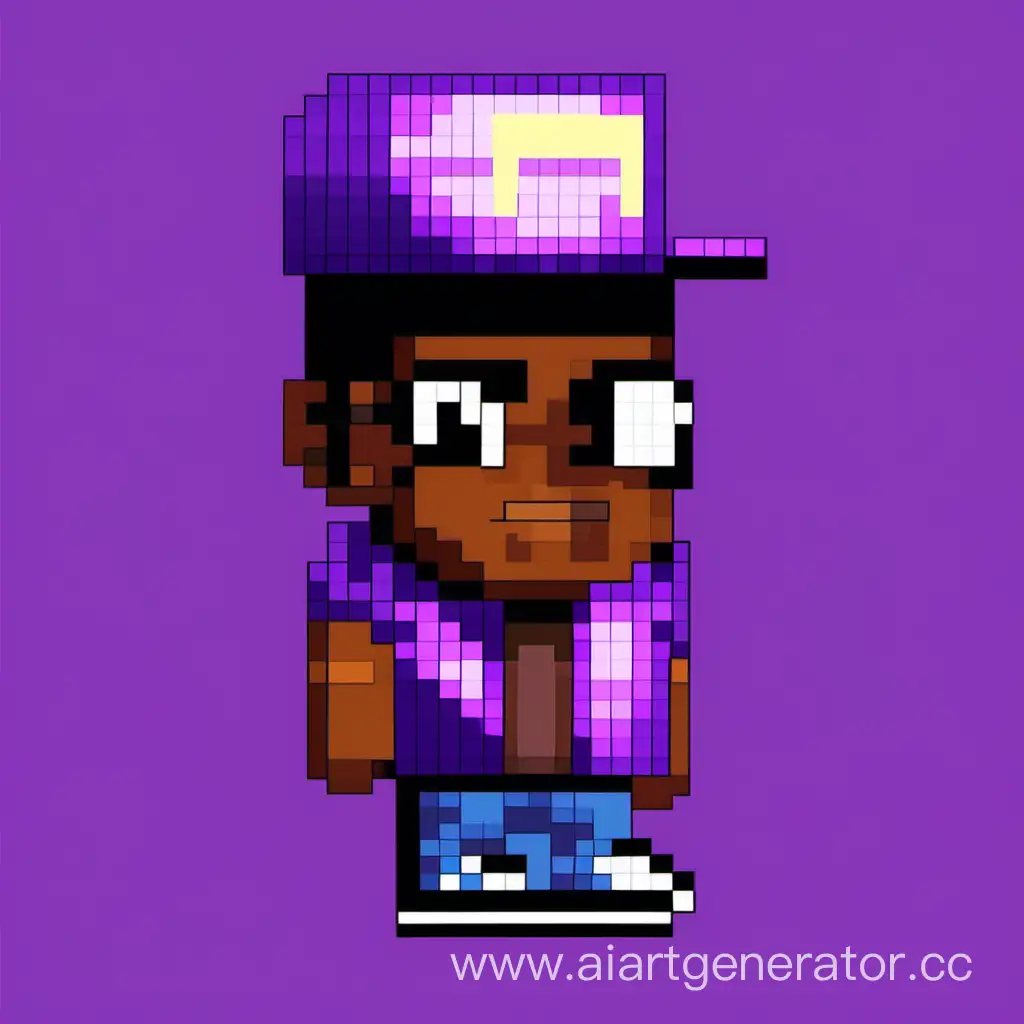 фиолетовая пиксельная картинка про рэпера
