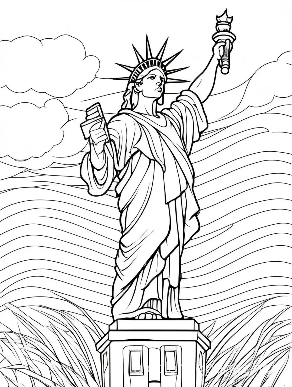 Freedom
, Coloring Page, black and white, line art, white background, Simplicity, Ample White Space. The background of the coloring page is plain white to make it easy for young children to color within the lines. The outlines of all the subjects are easy to distinguish, making it simple for kids to color without too much difficulty