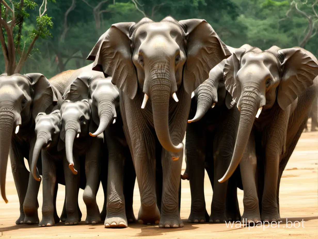 An elephant with ten trunks.