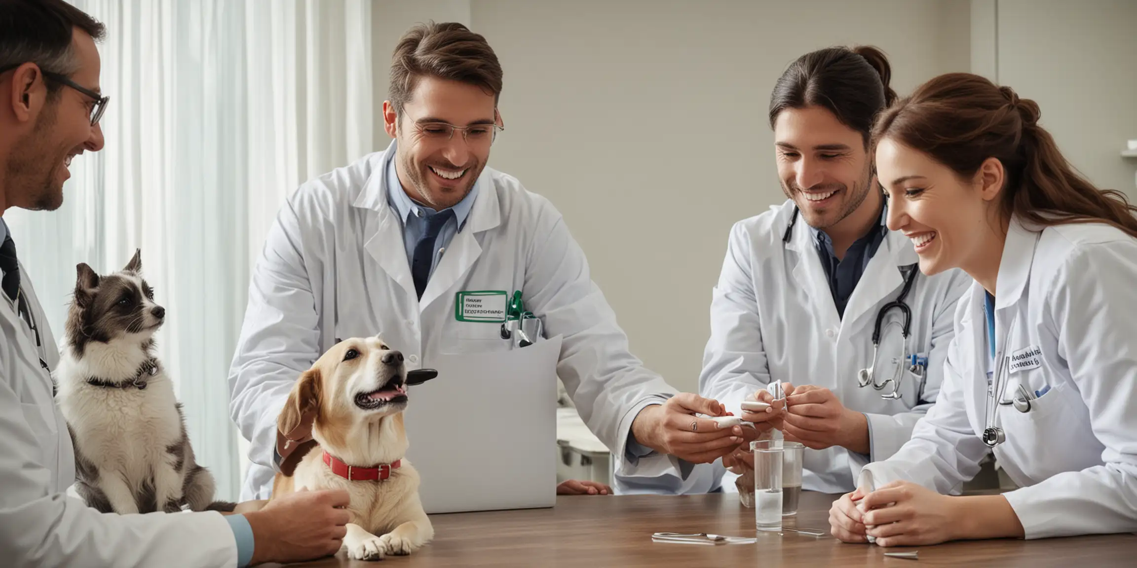 Joyful Veterinarians Mingling at Veterinary Conference