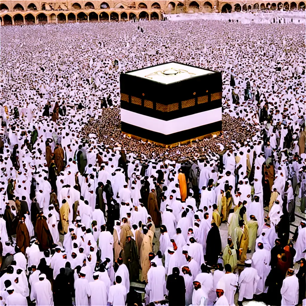 Many people performing Hajj circumambulation