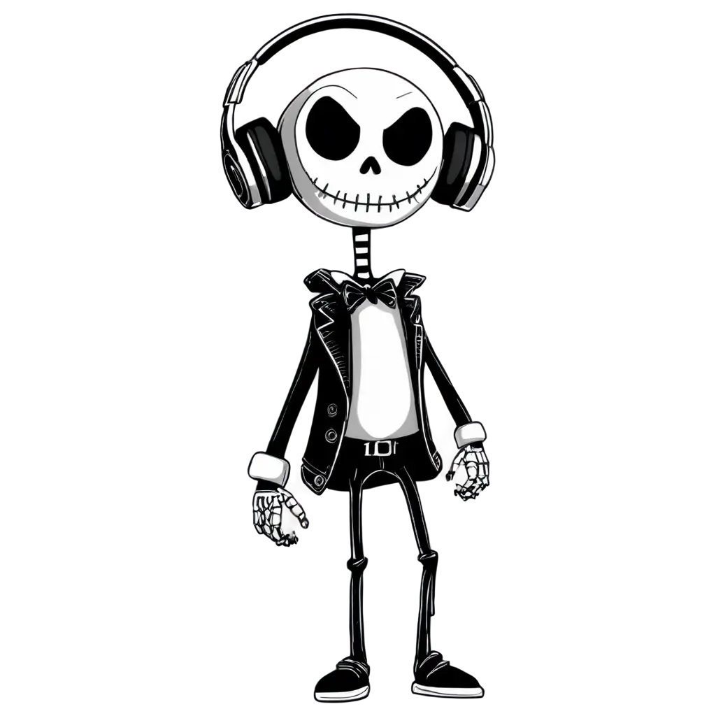 Adorable-Chibi-Skellington-Wearing-Headphones-PNG-Image-for-HighQuality-Cute-Art