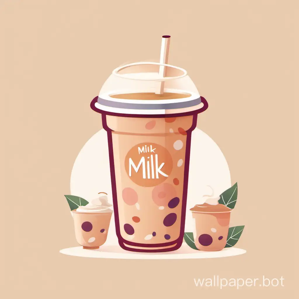 Refreshing-Milk-Tea-Cup-Commercial-Flat-Illustration