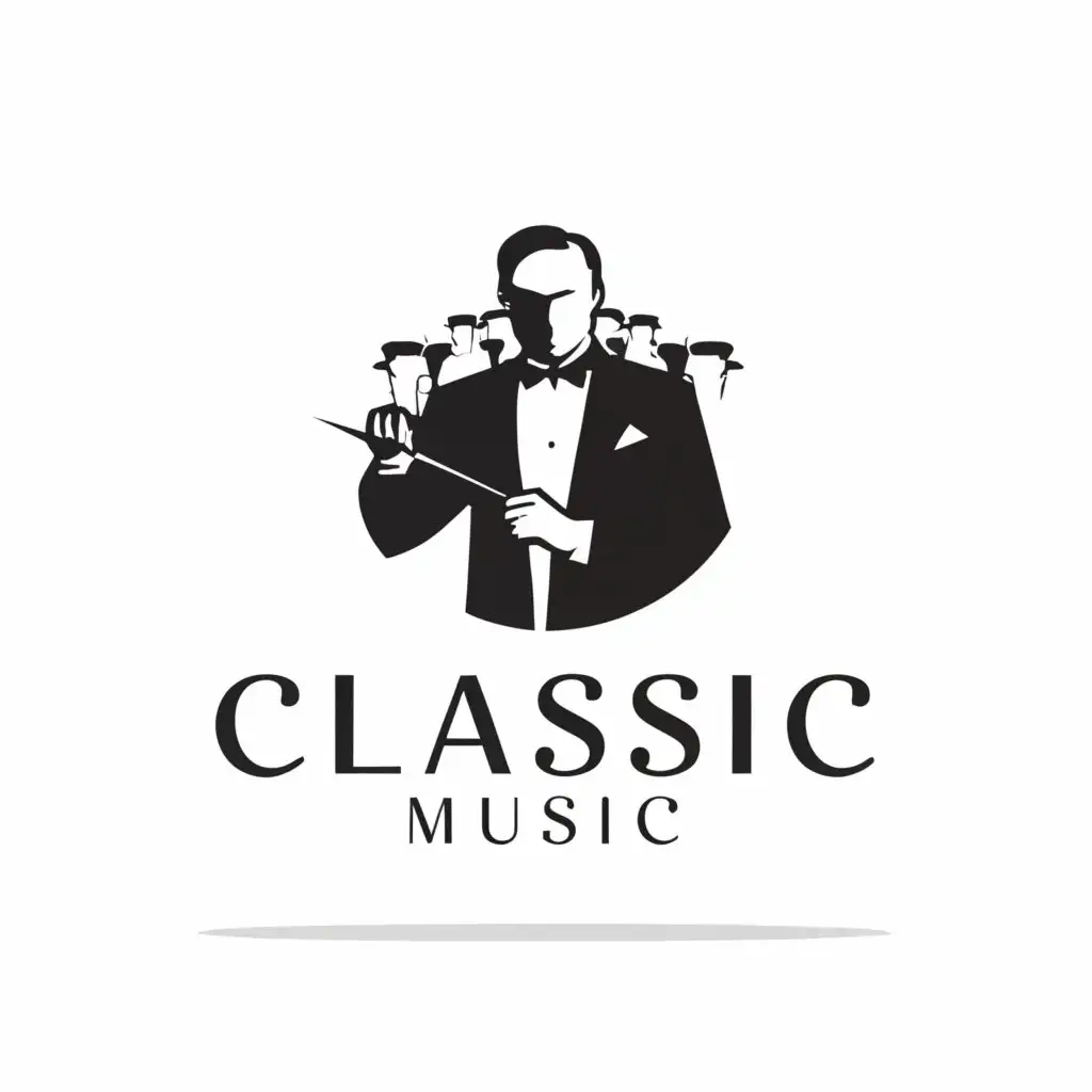 a logo design,with the text "classic music", main symbol:orchestra,Moderate,clear background