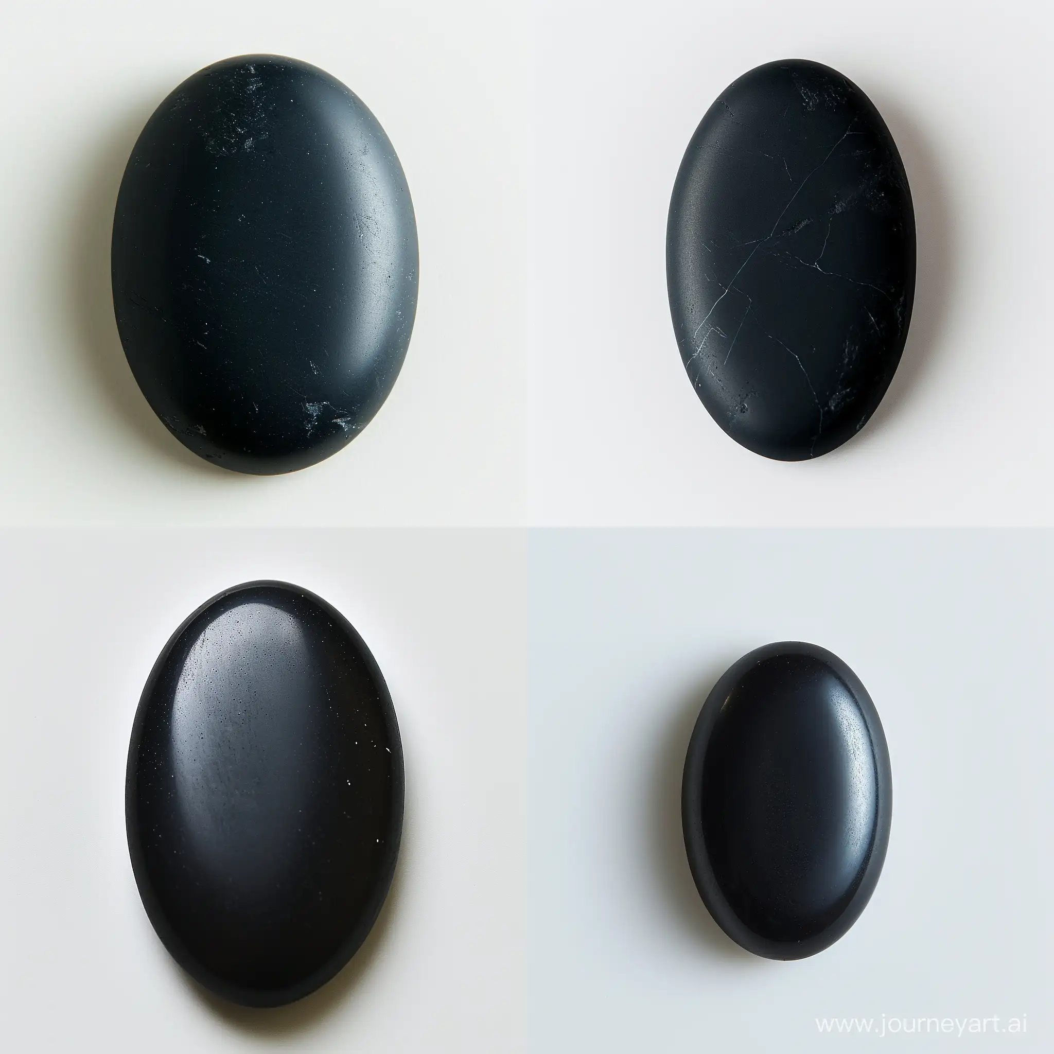 Dark-Black-Matte-Oval-Stone-on-White-Background