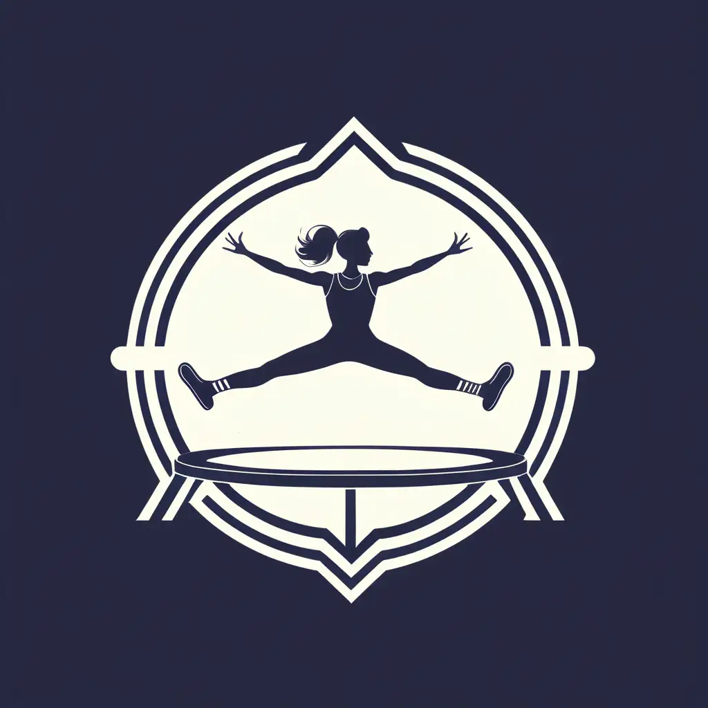 simplistic logo for a trampolining club, retro design, vector, flat, white background