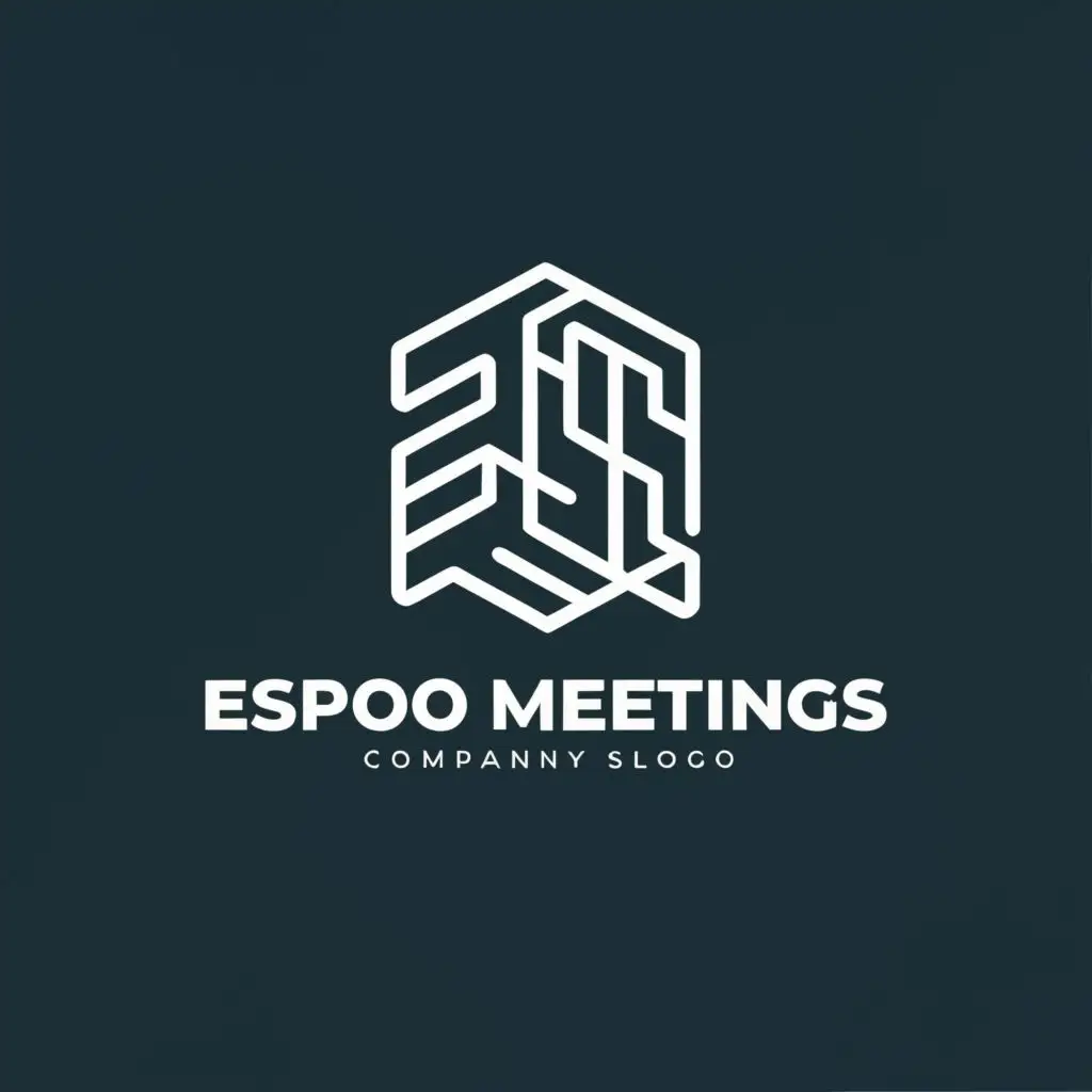logo, collaboration, with the text "Espoo Meetings company logo", typography, be used in Real Estate industry