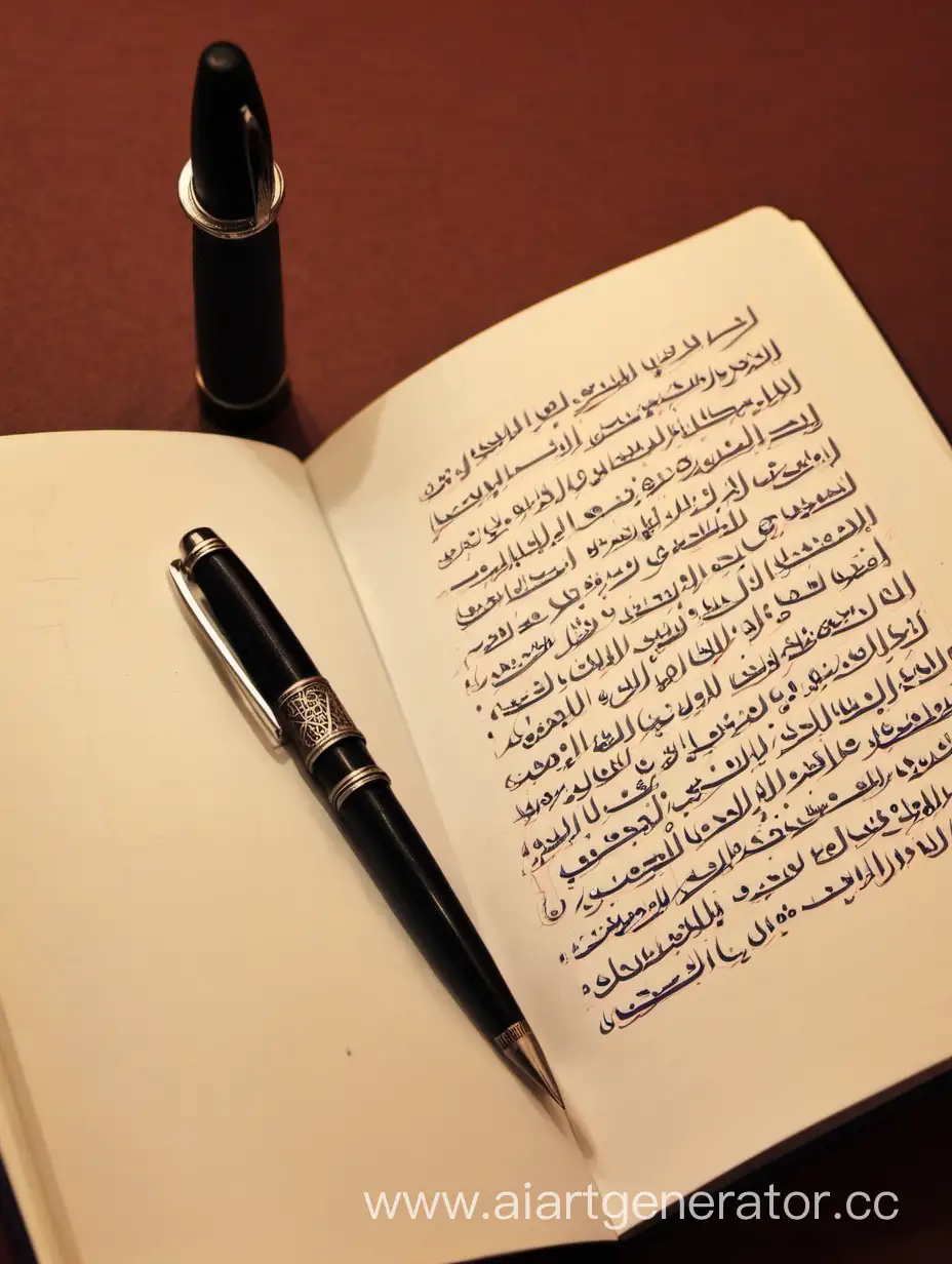 Studious-Atmosphere-Books-Arabic-Notebook-and-Pen