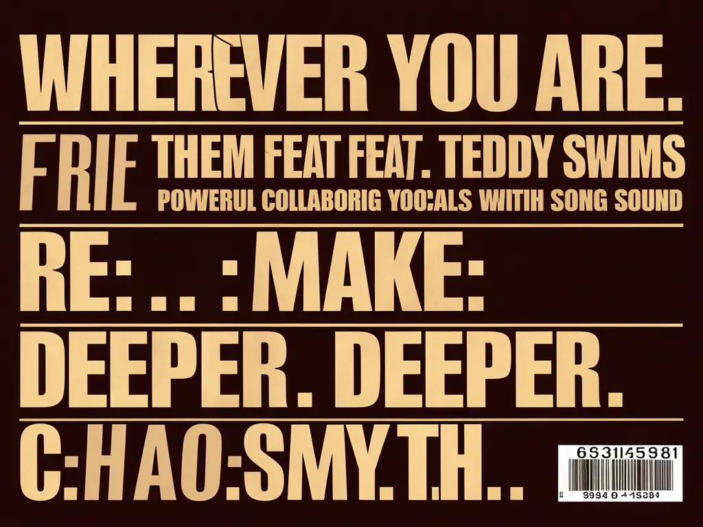 The backside of a music CD album with a list of song names. The first song is titled "Wherever You Are." The second song is titled "Free Them feat.Teddy Swims". The third song is titled "Re:make". The fourth song is titled "Deeper Deeper". The fifth song is titled "C.h.a.o.s.m.y.t.h.". A barcode is on the right bottom corner with the number "69514581".