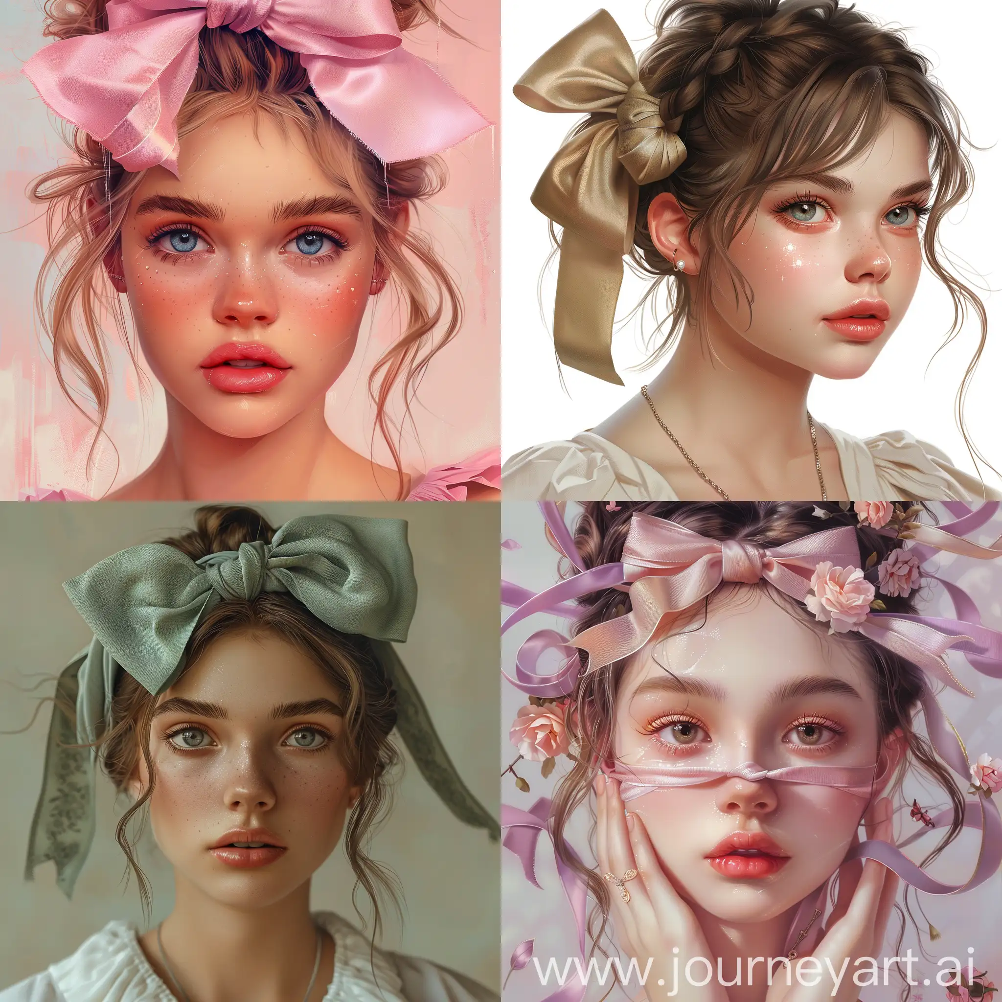 beauty girl bow use , realistic