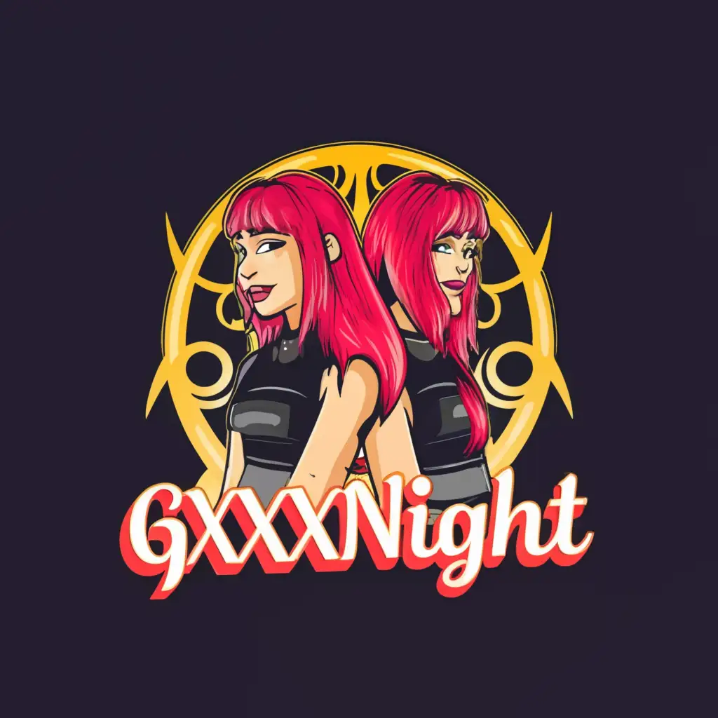 LOGO-Design-for-Gxxxnight-Elegant-Text-with-Silhouette-Show-Girls-on-Clear-Background