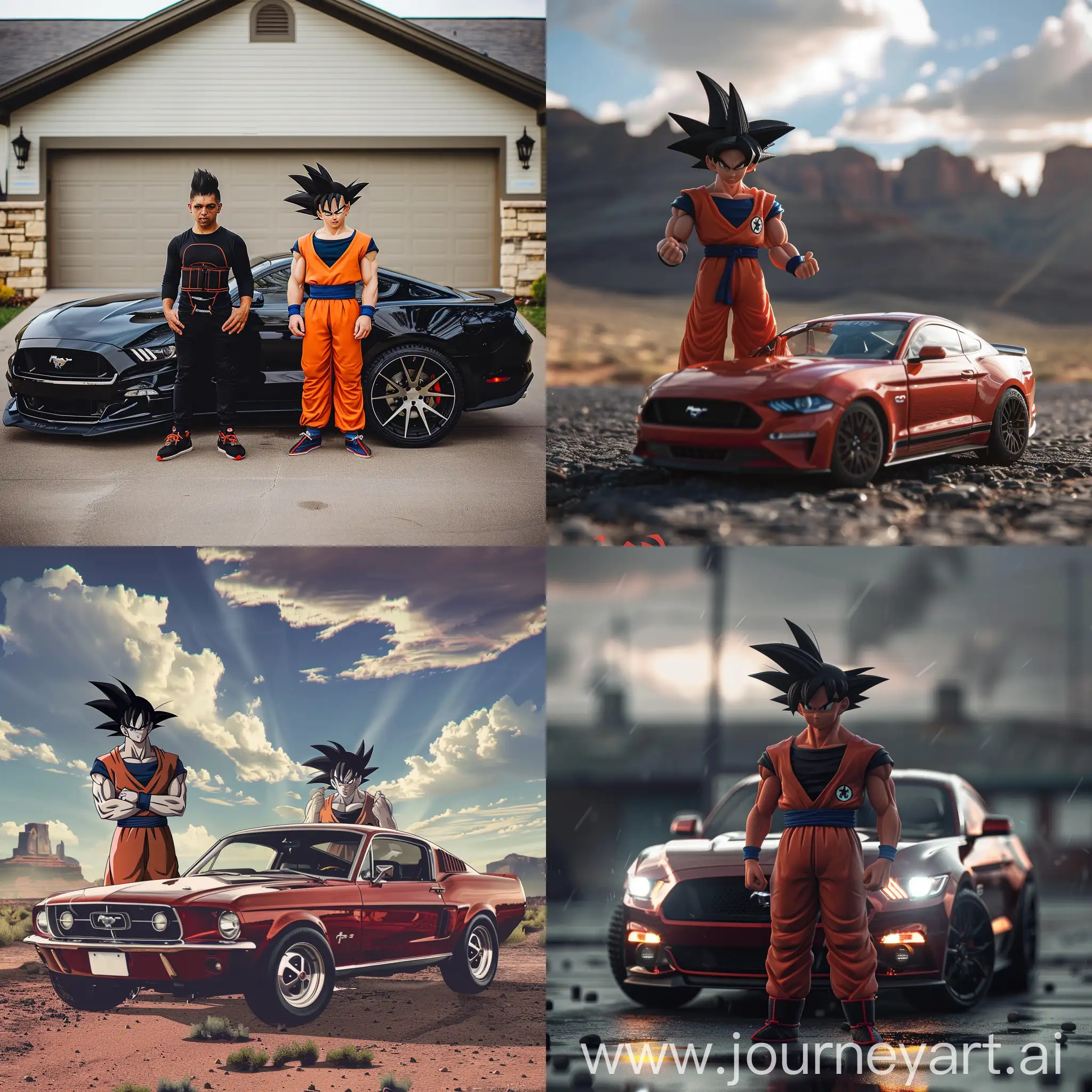 Goku-and-Mustang-Stand-Together-in-a-Dynamic-Scene