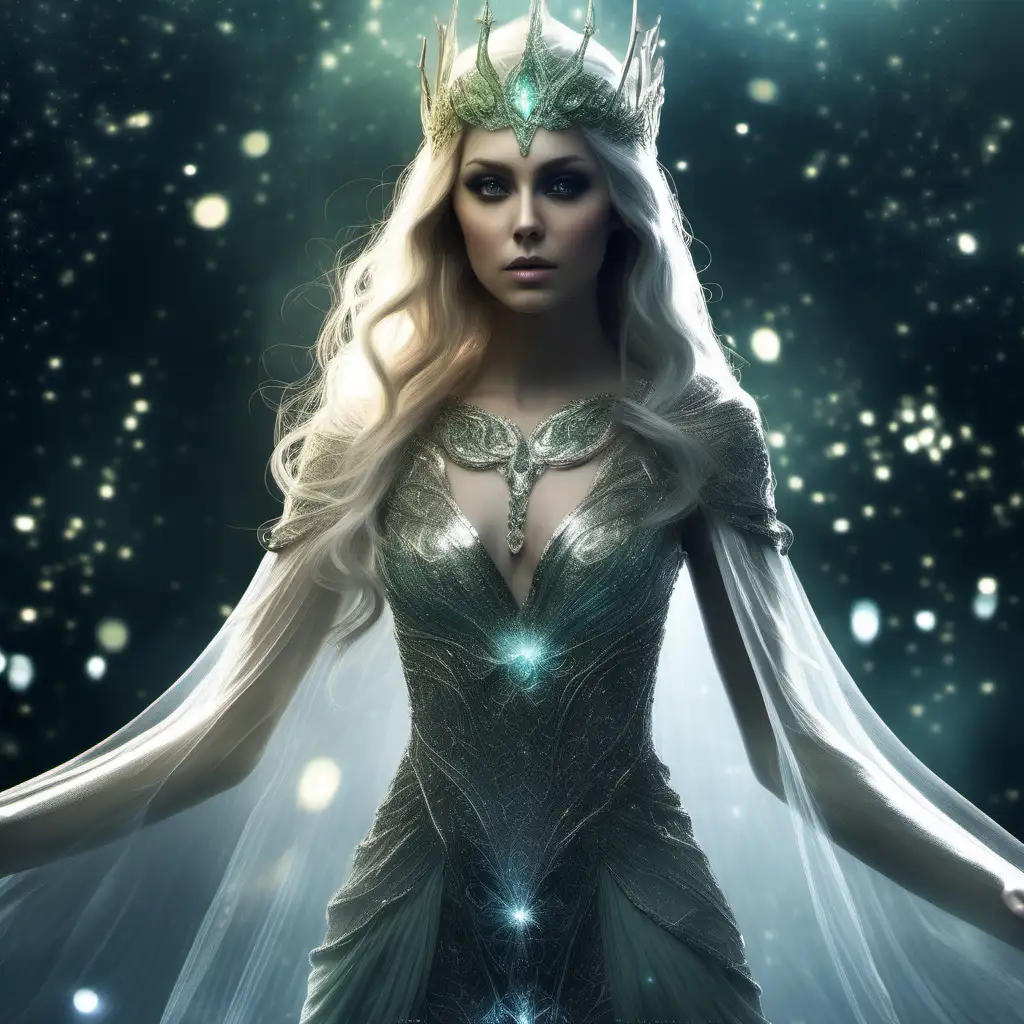 Ethereal Elf Queen with Sparkling Magic Dress