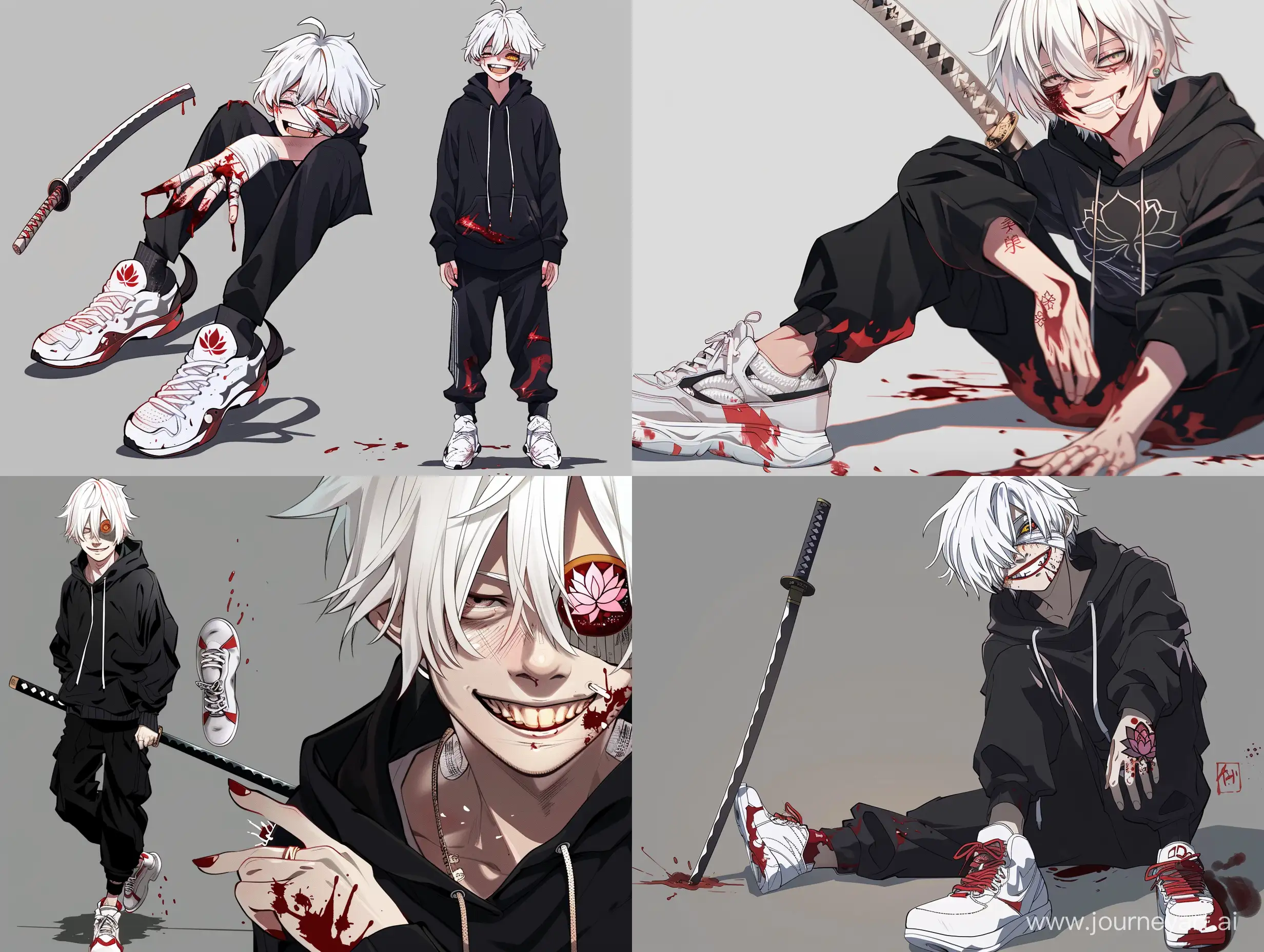 Anime-Character-with-White-Hair-and-Katana-Left-Eye-Lotus-Pattern-Smiling