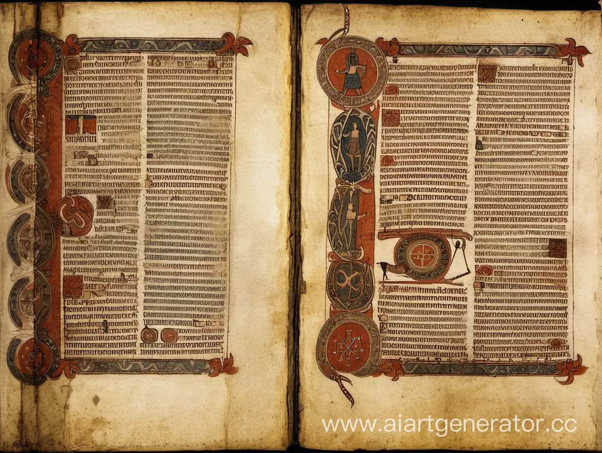 Ancient-Scandinavian-Book-Pages-with-Runes-and-Illustrations