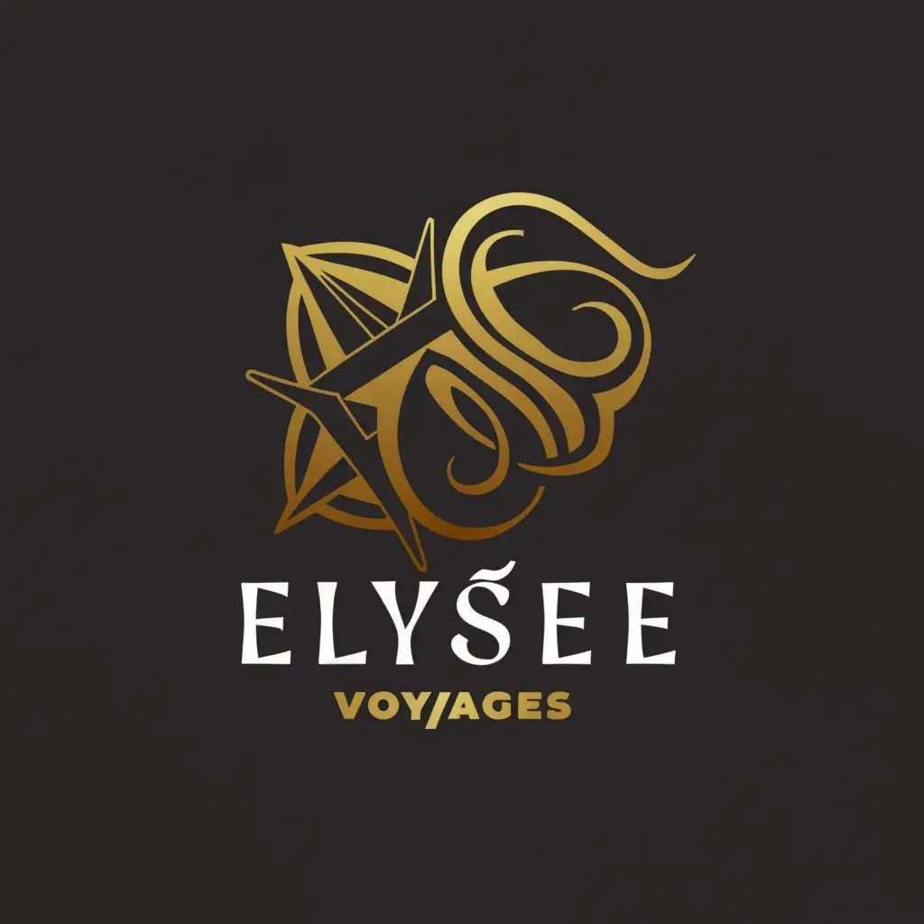 LOGO-Design-For-Elyse-Voyages-Luxurious-Gold-Travel-Emblem