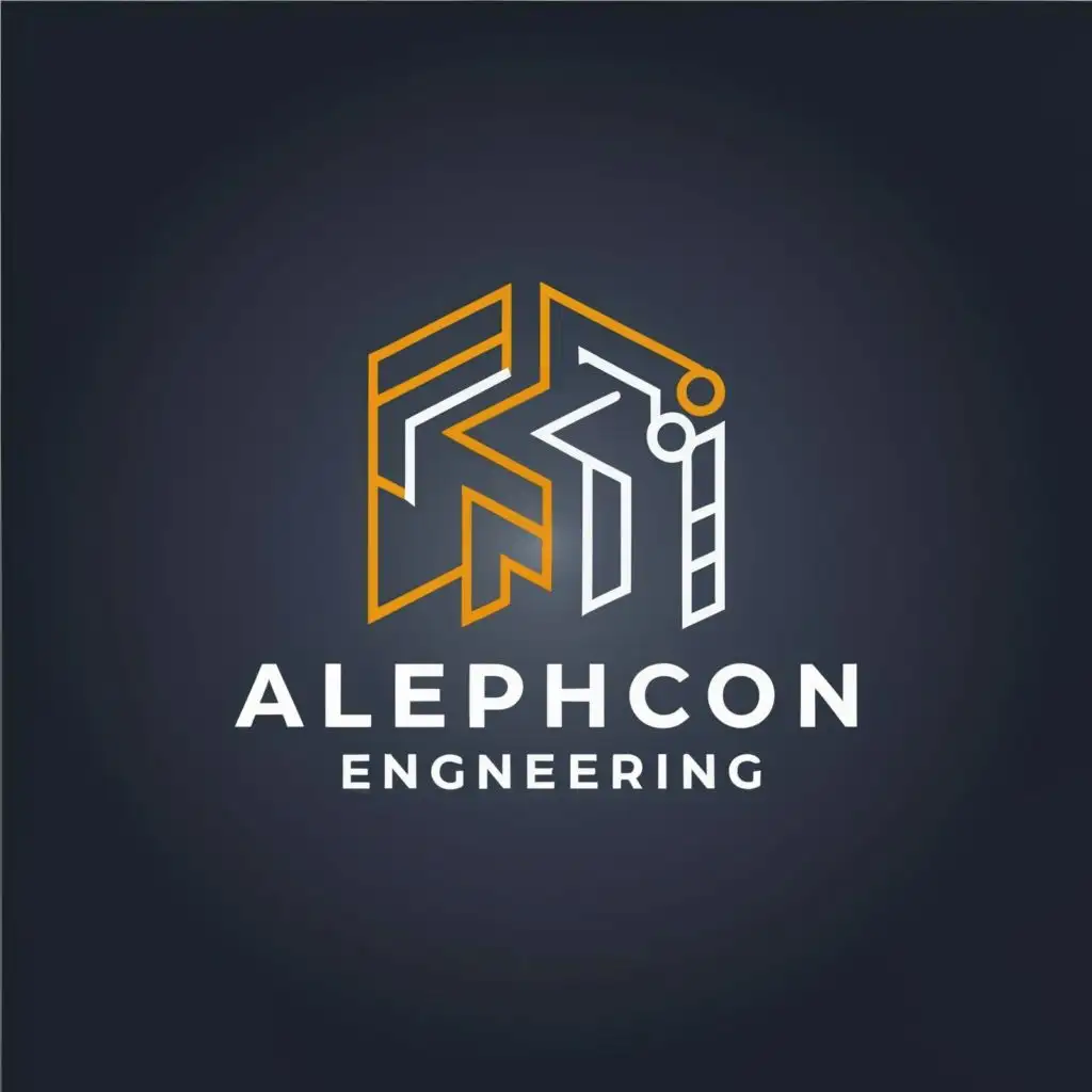 logo, youthful and colorful gray, white, gold, light blue, with the text "Alephcon Engineering", typography, be used in Real Estate industry