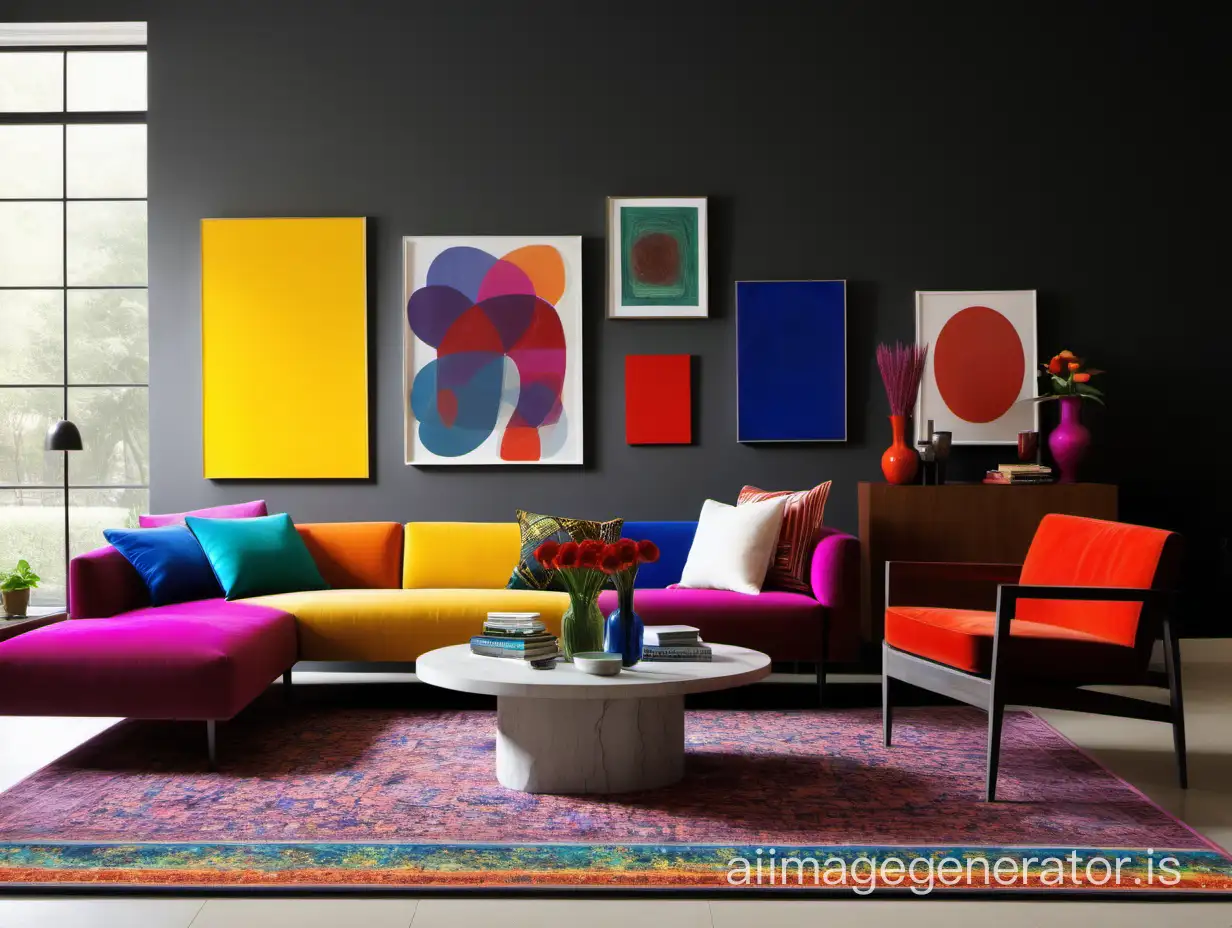 Creating a modern and colorful living room that inspires us to think philosophically